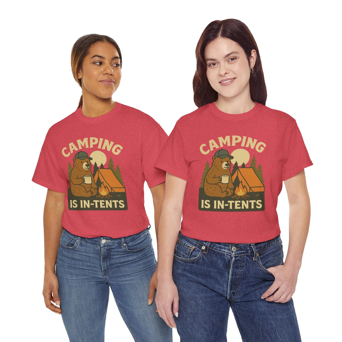 Camping Is In-Tents Funny Bear Camping Tee - Cute Outdoorsy Pun Shirt - Retro Campfire Graphic, Nature Lover Gift, Unisex Adventure Apparel