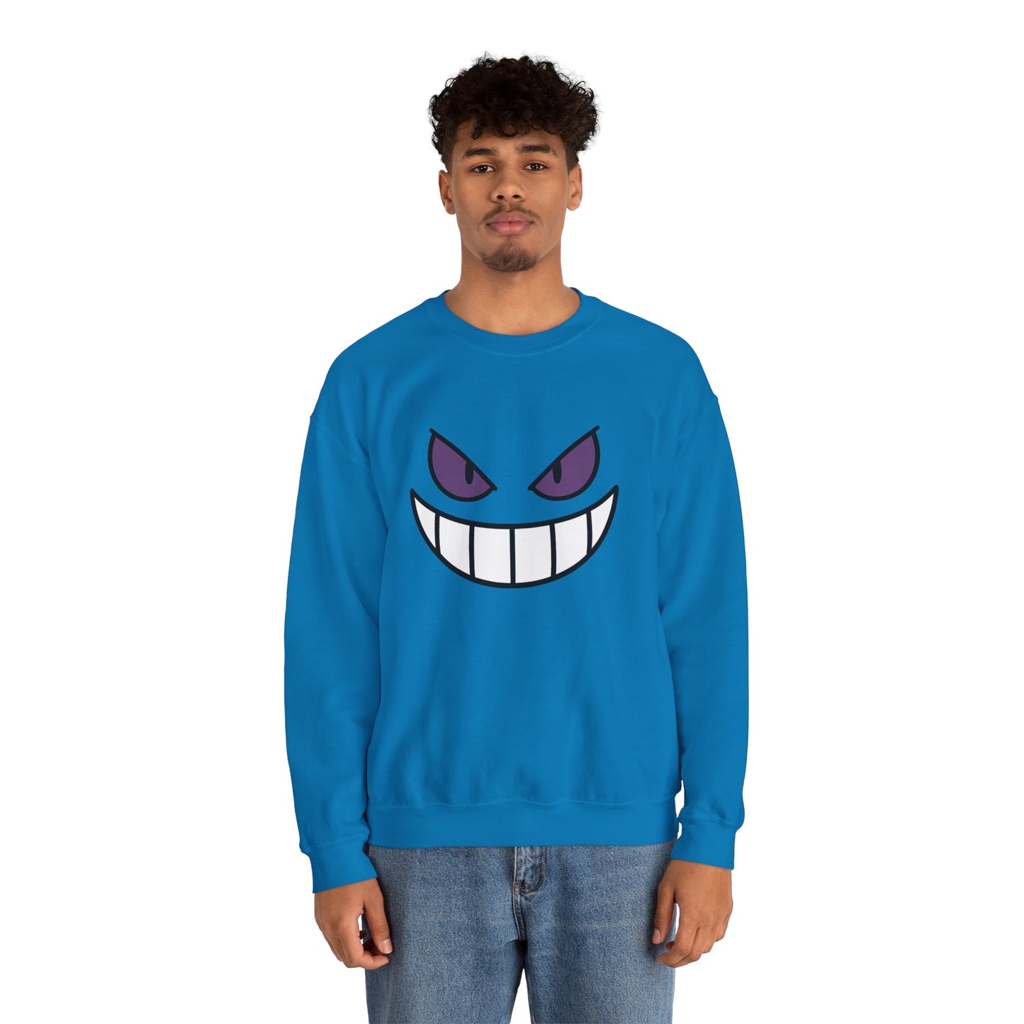 Sinister Grin Sweatshirt, Creepy Smile Crewneck, Dark Cartoon Face Sweatshirt, Halloween Gothic Sweatshirt, Spooky Grin Pullover