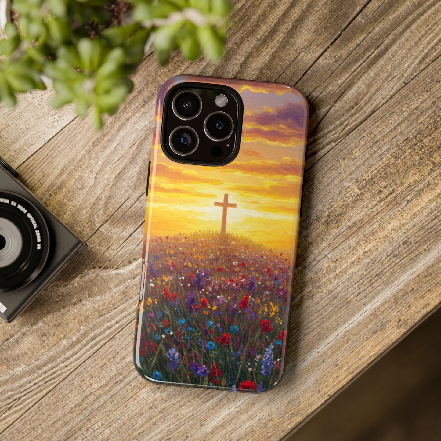 iPhone Case: Monet Style Cross Phone Case Christian Case Inspirational iPhone Case Spiritual Phone Case