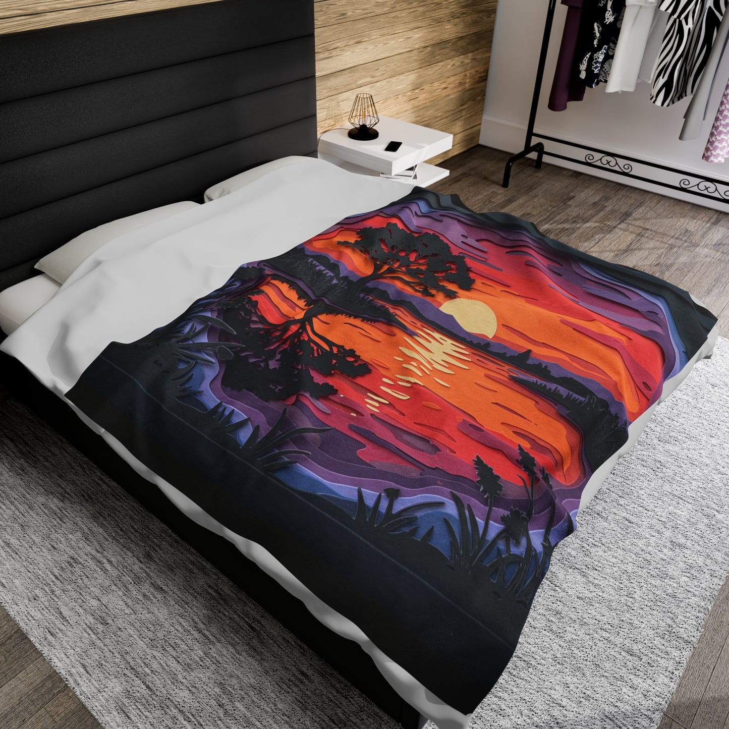 Plush Blanket - Sunset Paper Art Design