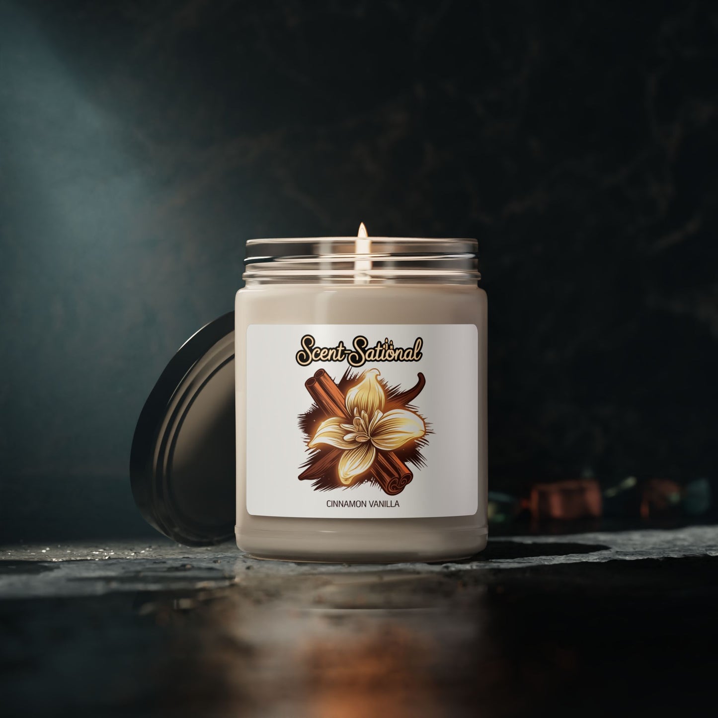 Cinnamon Vanilla Scented Candle, Cozy Aromatherapy Soy Candle, Reusable Glass Jar, Warm Home Fragrance Gift For Holidays And Housewarming