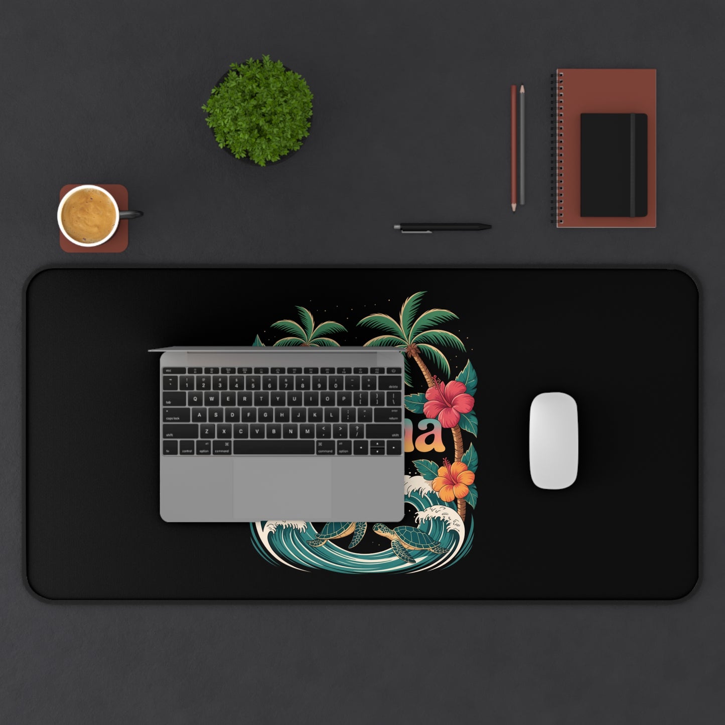 Ohana Tropical Mouse Pad - Hawaiian Desk Mat - Office Decor Gift - Beach Vibes Computer Mat - Aloha Workspace Accessory