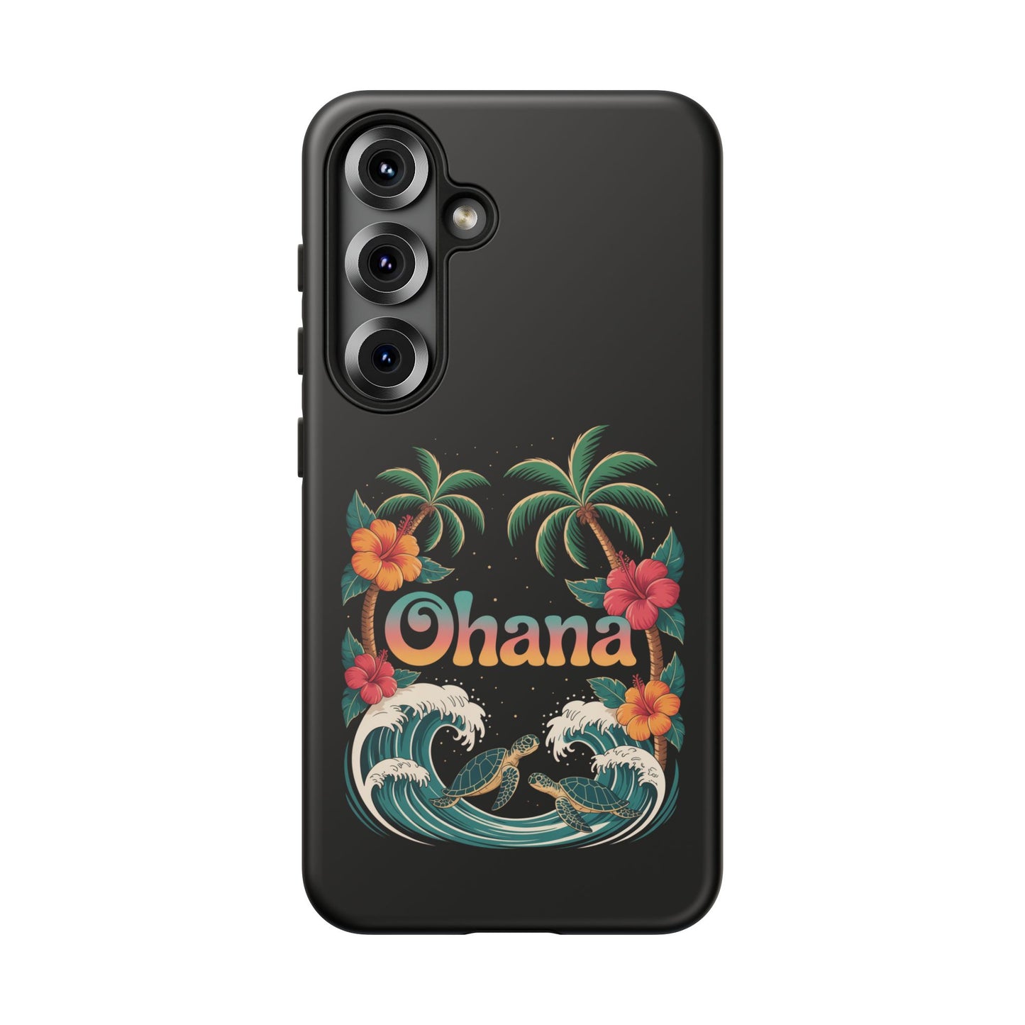 Tropical Ohana Samsung Case - Summer Beach Phone Cover - Hawaiian Palm & Hibiscus Design - Rugged & Glossy Protector for Galaxy