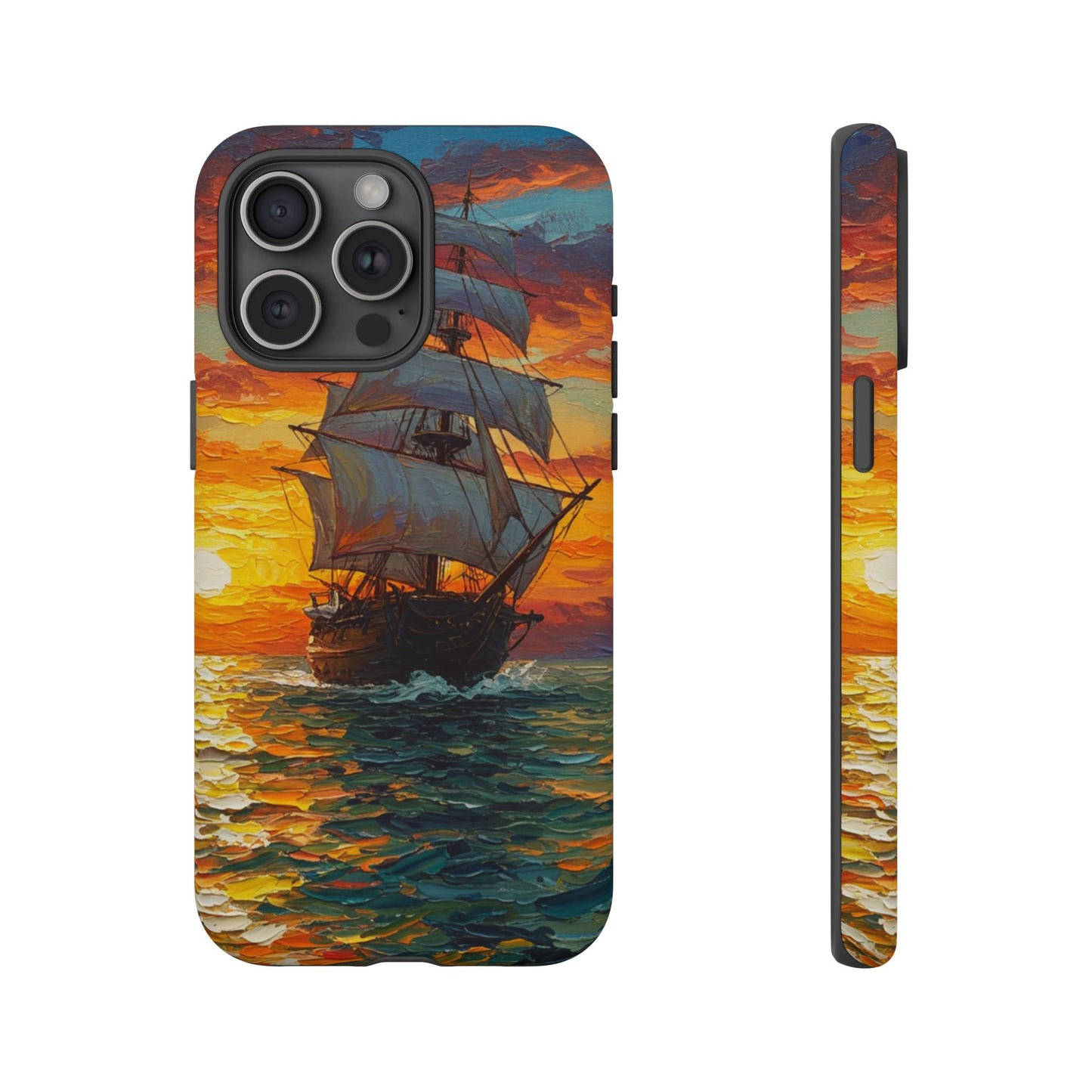 iPhone Case - Ship Sailing at Sunset Design