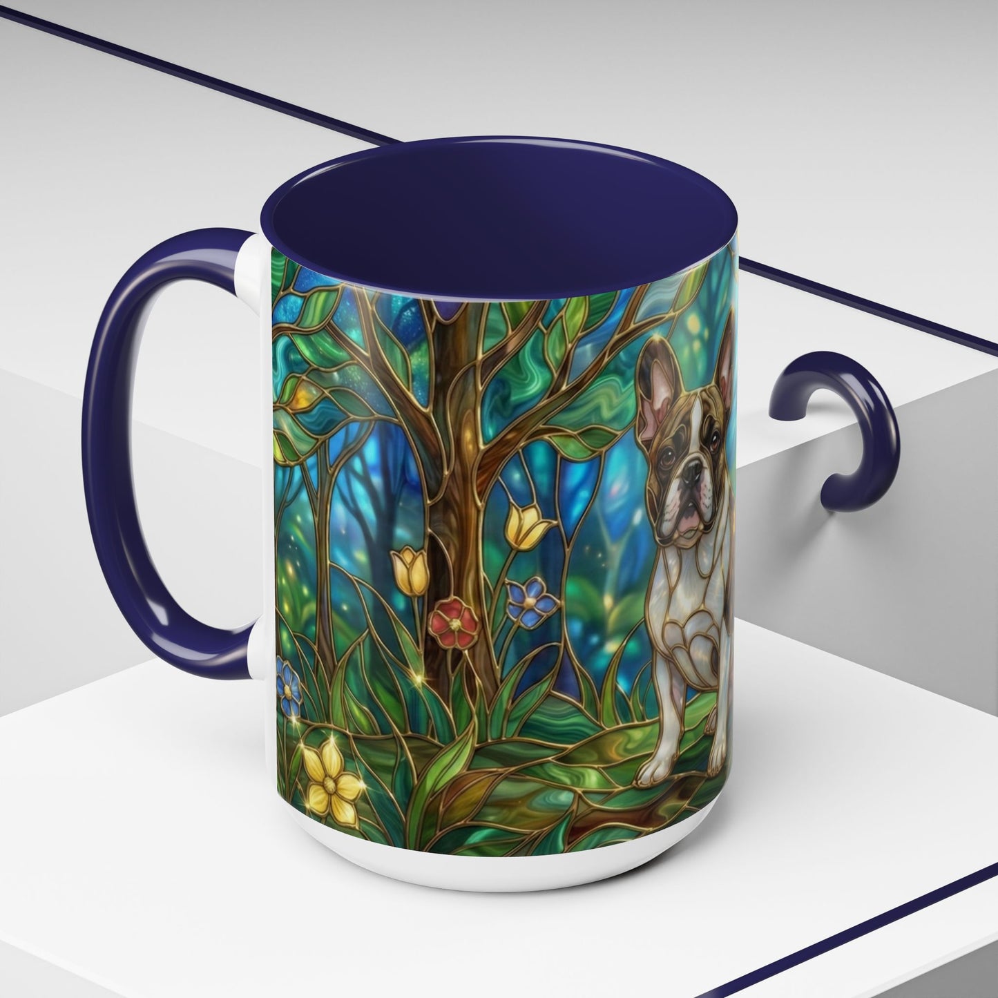 Stained Glass French Bulldog Mug, Frenchie Coffee Mug, Colorful French Bulldog Art Cup, Dog Mom Gift, Pet Lover Mug, Unique Frenchie Gift