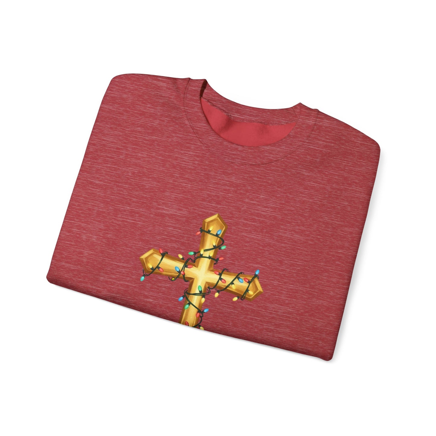 Christmas Cross Lights Sweatshirt, Christian Christmas Sweatshirt, Religious Holiday Cross Sweater, Jesus Christmas Gift, Faith