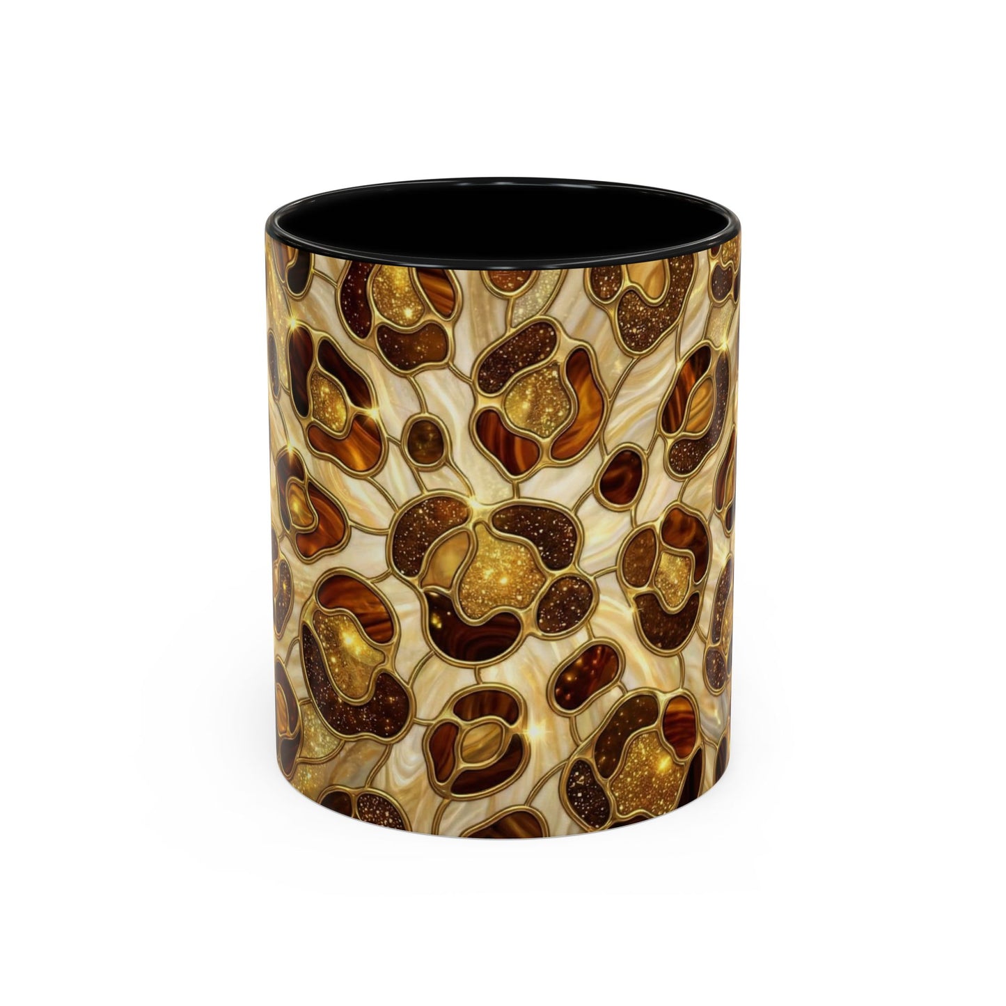 Stained Glass Leopard Print Mug, Gold Cheetah Coffee Cup, Luxury Animal Print Gift, Glam Mosaic Tea Mug, Trendy Desk Decor For Her Gifts