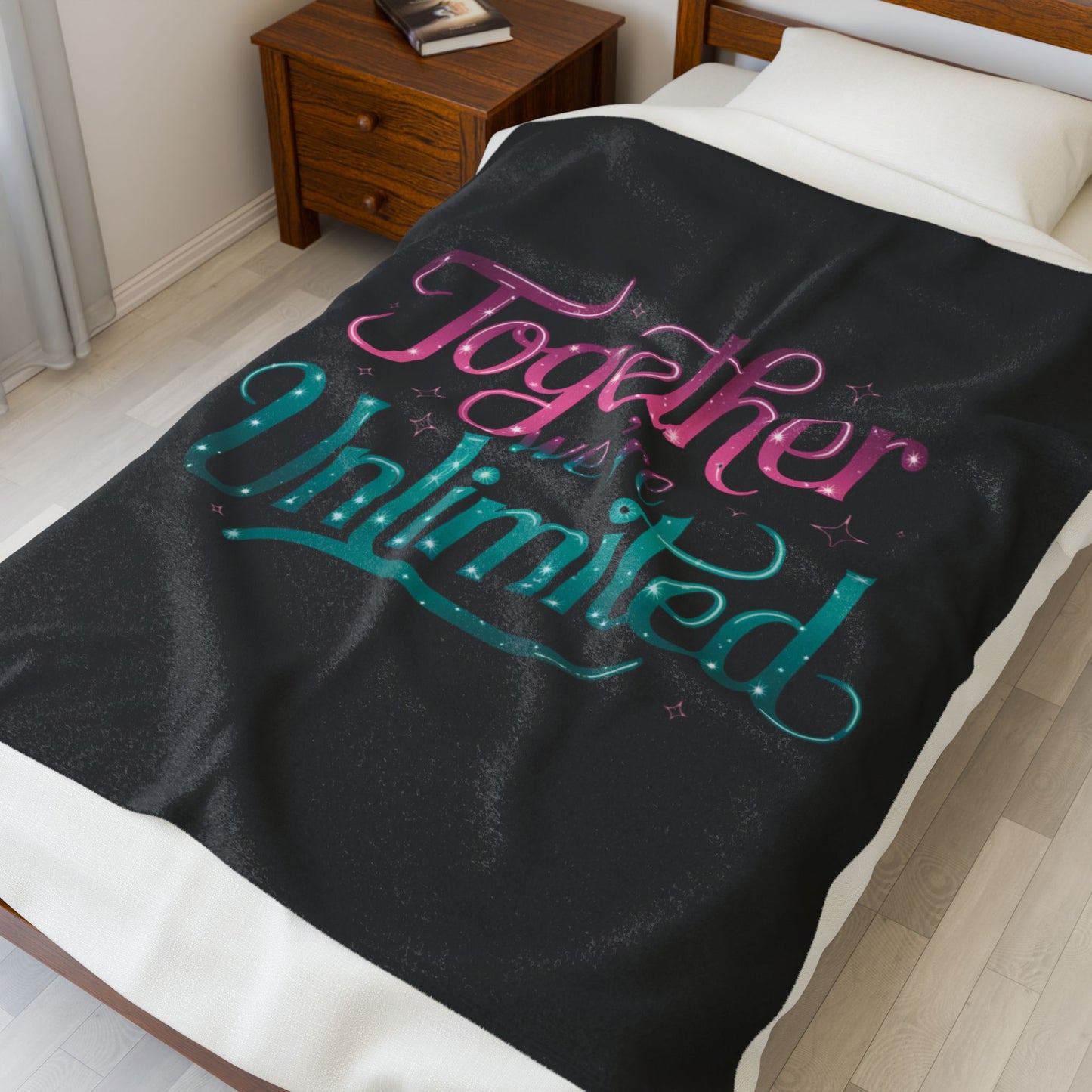 Velveteen Plush Blanket - Musical Quote 'Together We're Unlimited'