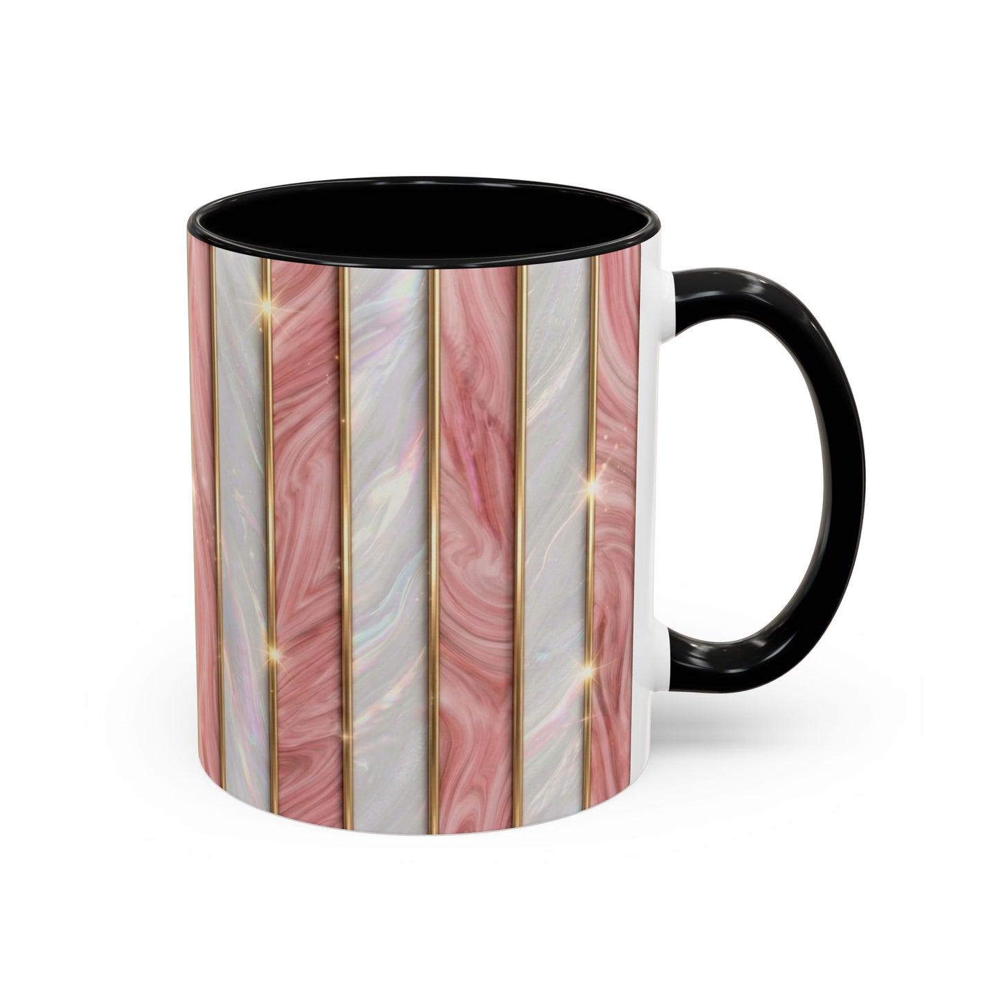 Pink Marble Coffee Mug, Gold Stripe Faux Agate Cup, Glam Desk Accessory, Elegant Tea Mug, Luxury Gift for Her, Chic Office Desk Decor