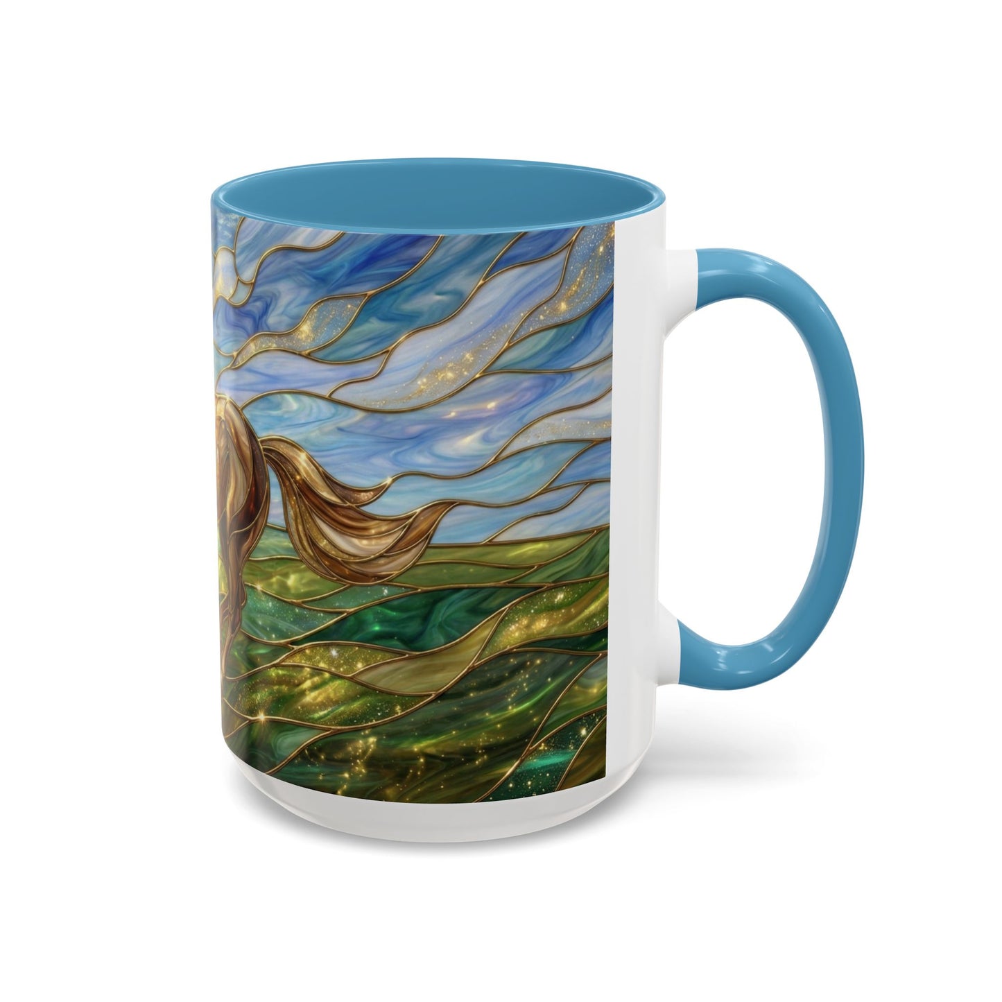 Stained Glass Horse Mug, Horse Coffee Mug, Running Horse Cup, Equestrian Gift Mug, Nature Art Mug, Horse Lover Gift