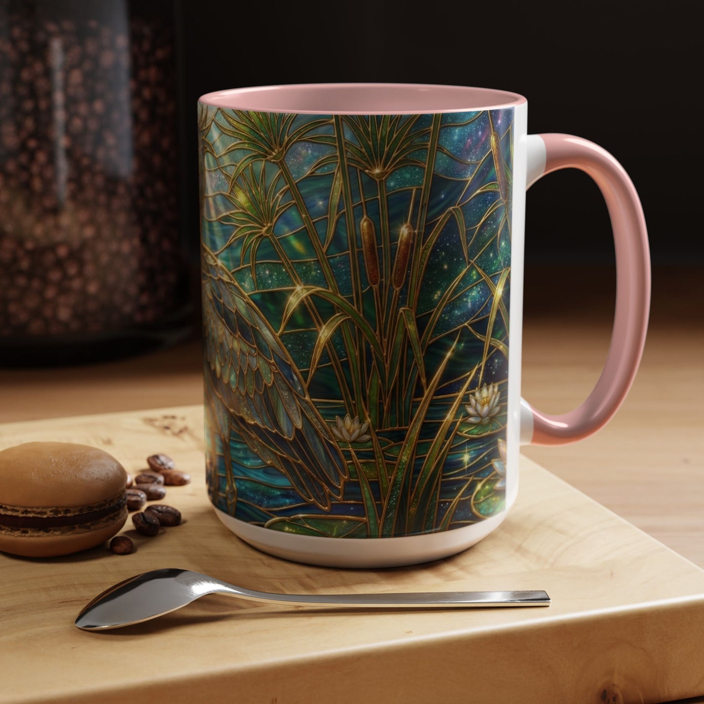 Shoebill Stork Mug, Stained Glass Bird Art, Prehistoric Animal Gift, Swamp Nature Coffee Cup, Galaxy Night, Ornithology Lover Present