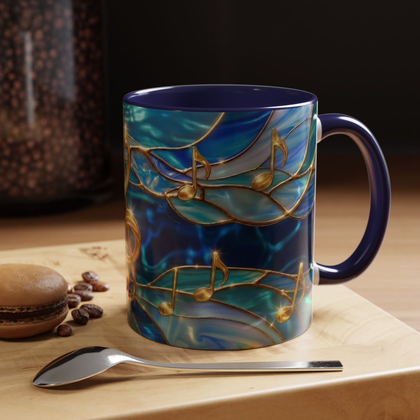 Music Notes Mug, Stained Glass Music Coffee Mug, Musical Gift Mug, Music Lover Cup, Music Teacher Gift, Artistic Coffee Mug
