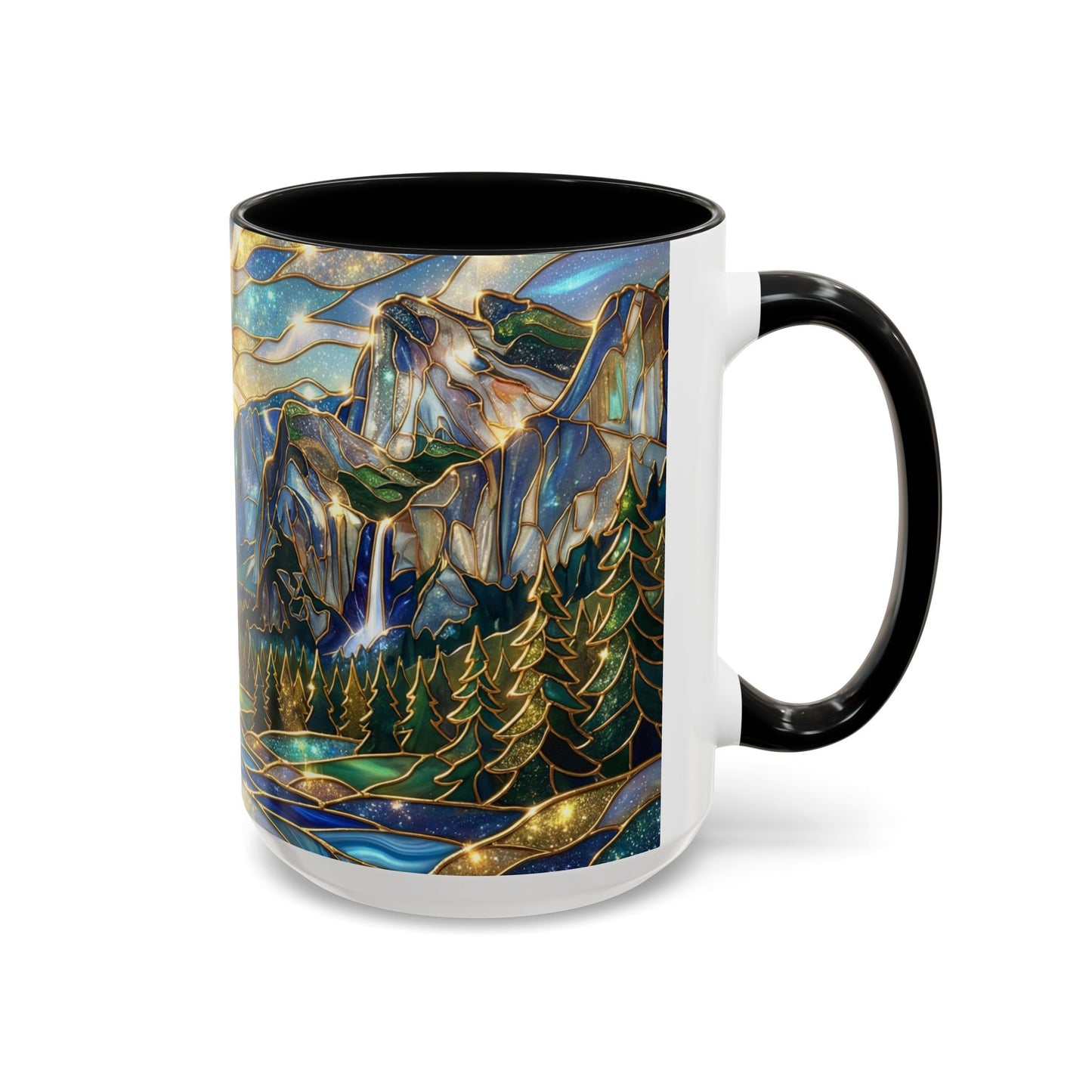 Stained Glass Yosemite Mug, Yosemite Mountain Coffee Cup, Waterfall Landscape Art Mug, Scenic Nature Mug, Yosemite Gift, Outdoor Lover Gift