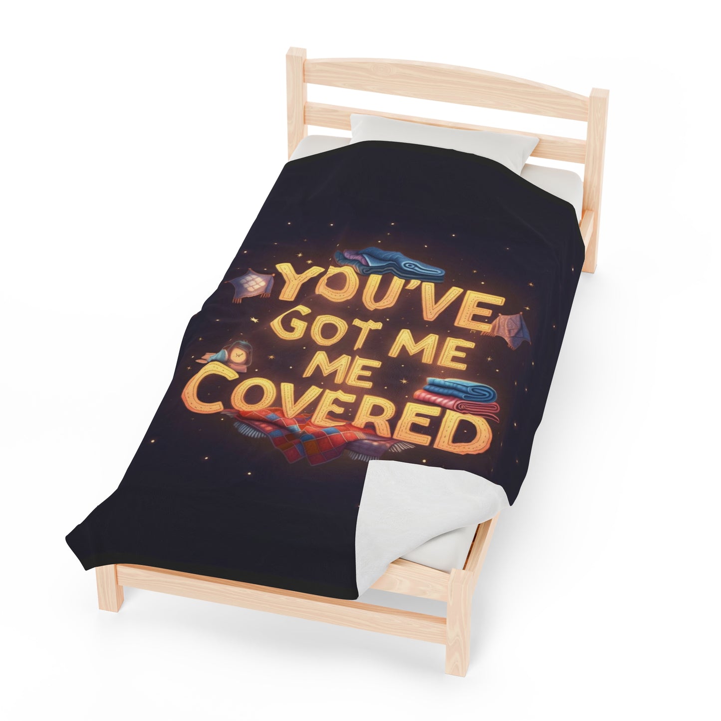 Velvet Plush Blanket, Soft Throw Blanket for Cuddling, 'You've Got Me Covered' Quote, Cozy Bedding, Warm Fleece Blanket, Couch Snuggle,