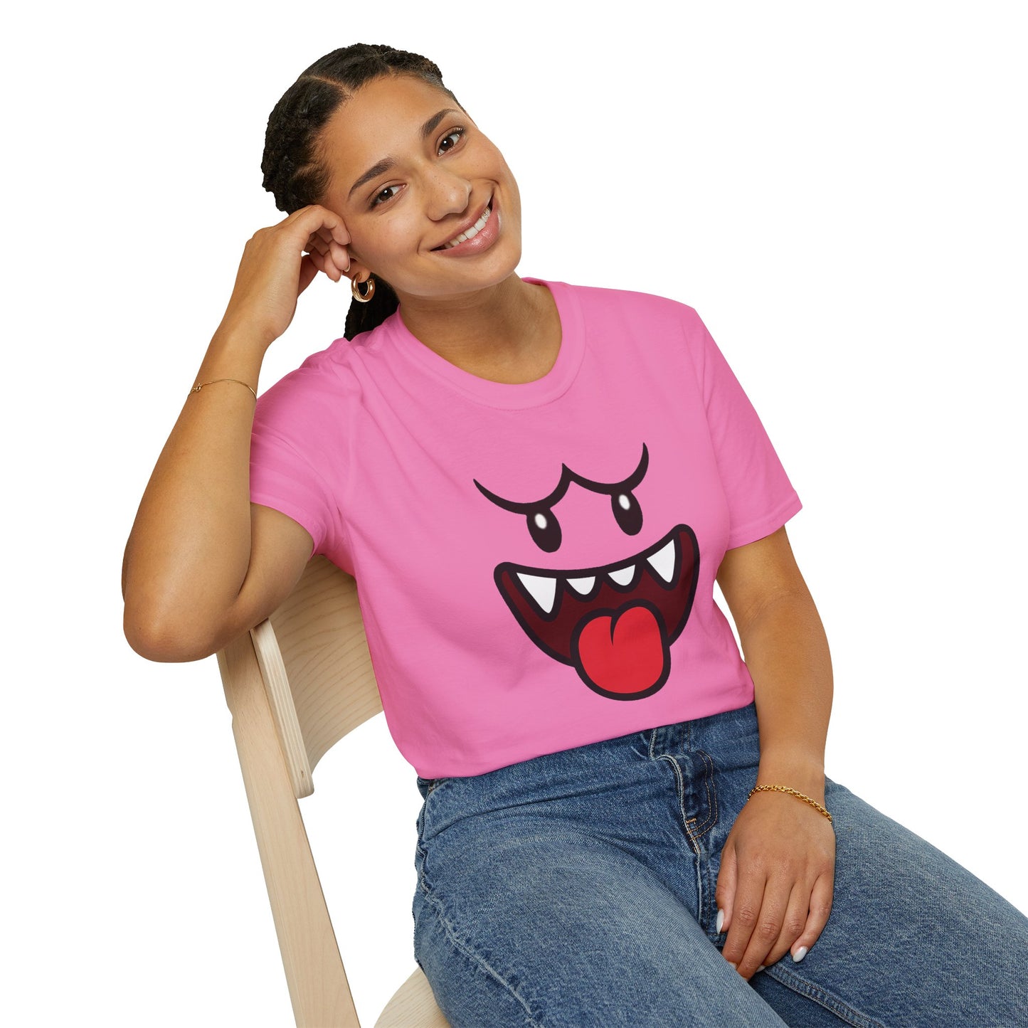 Ghost Face Graphic T-Shirt – Funny Spooky Cute Retro Halloween Tee, Y2K Nostalgia Bold Design, Soft Cotton, Fall Gift Shirt
