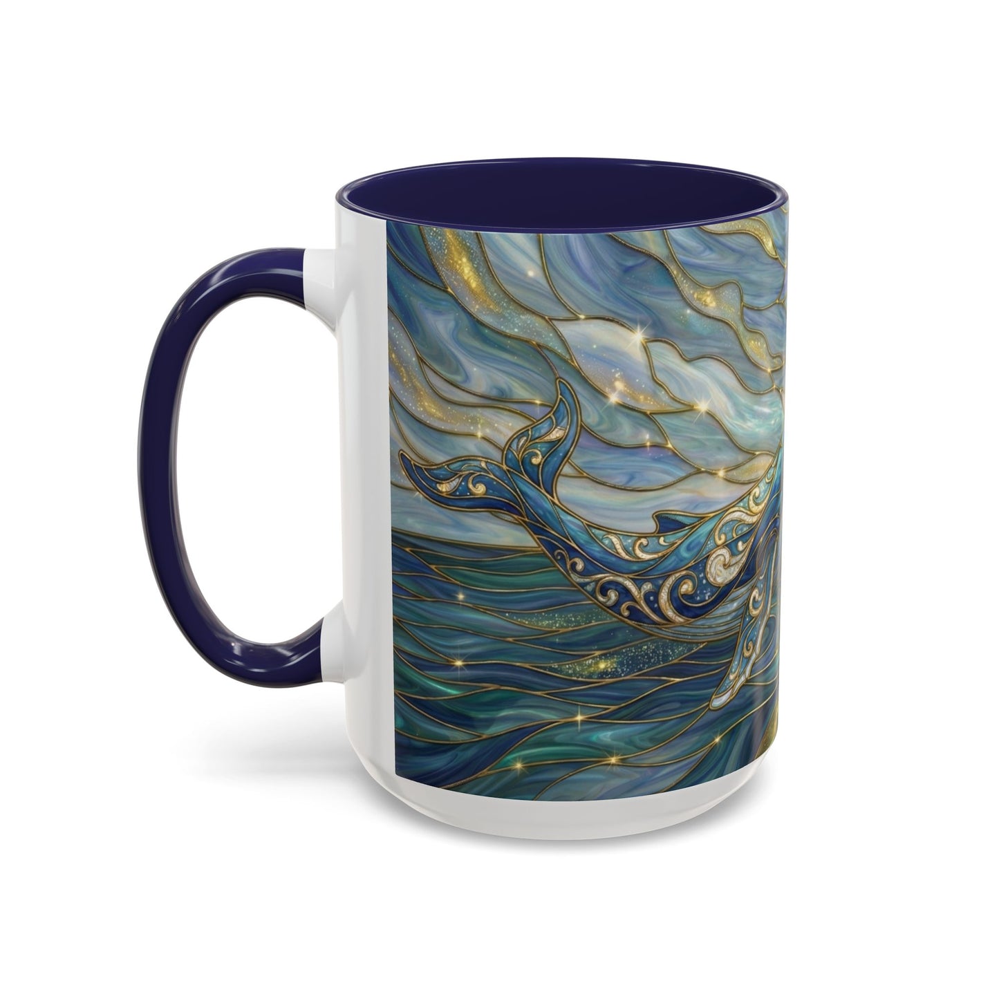 Whimsical Whale & Giraffe Accent Coffee Mug — Artistic Ocean-Sky Illustration (11/15oz)