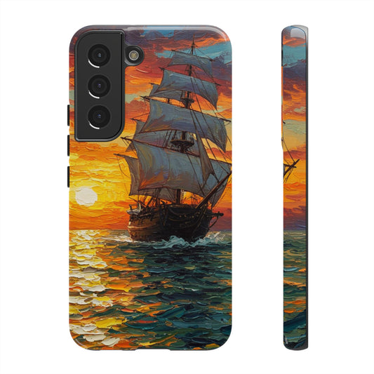 Samsung Galaxy Case - Ship Sailing at Sunset Design