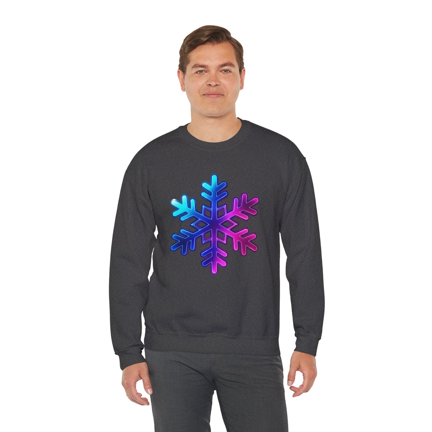 Blue Pink Gradient Snowflake Sweatshirt, Winter Aesthetic Pullover, Cozy Christmas Crewneck, Festive Holiday Sweater Gift for Her or Him