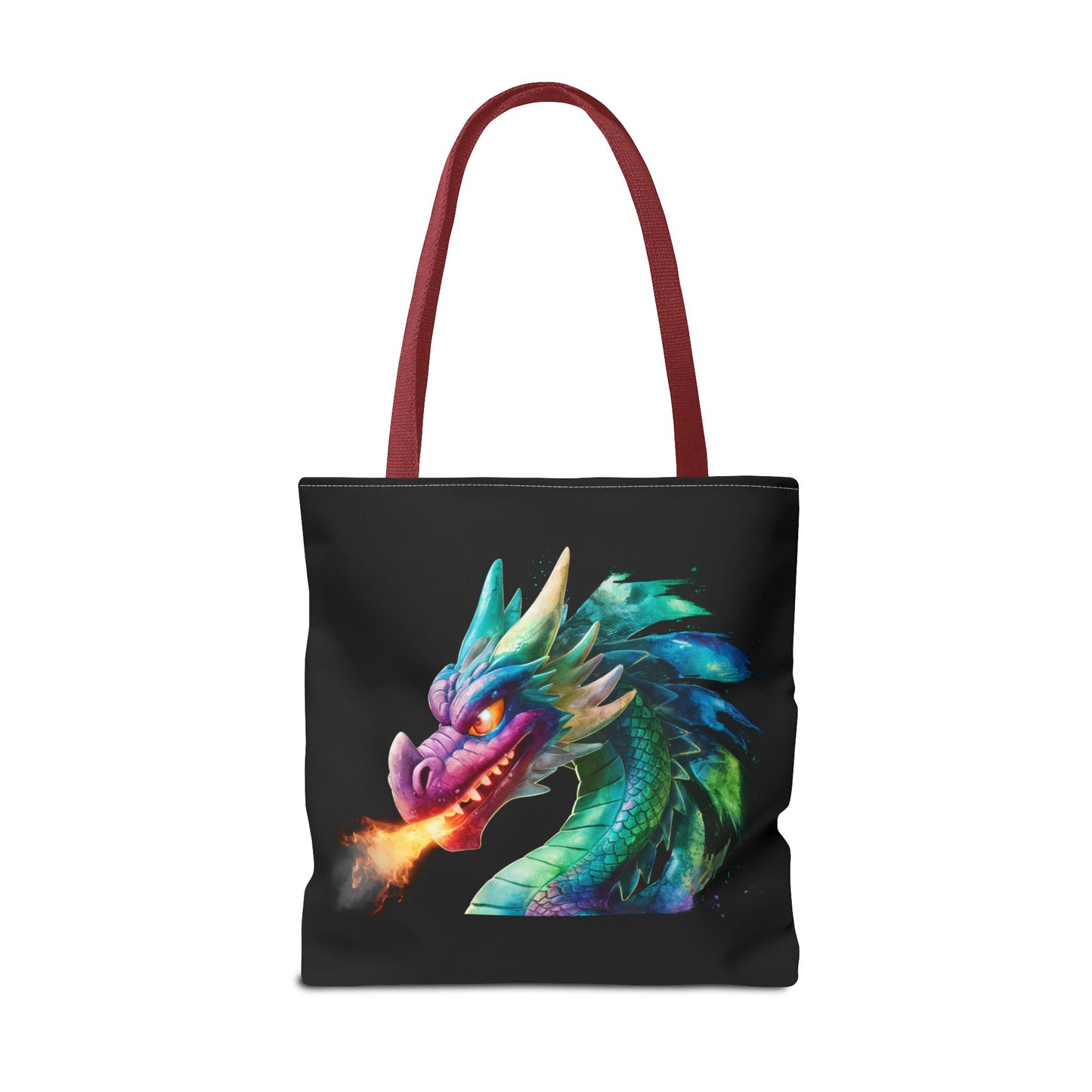 Double-Sided Fierce Dragon Canvas Tote - Colorful Fire-Breathing Fantasy, Eco Reusable Bag, Gift for Dragon Lover