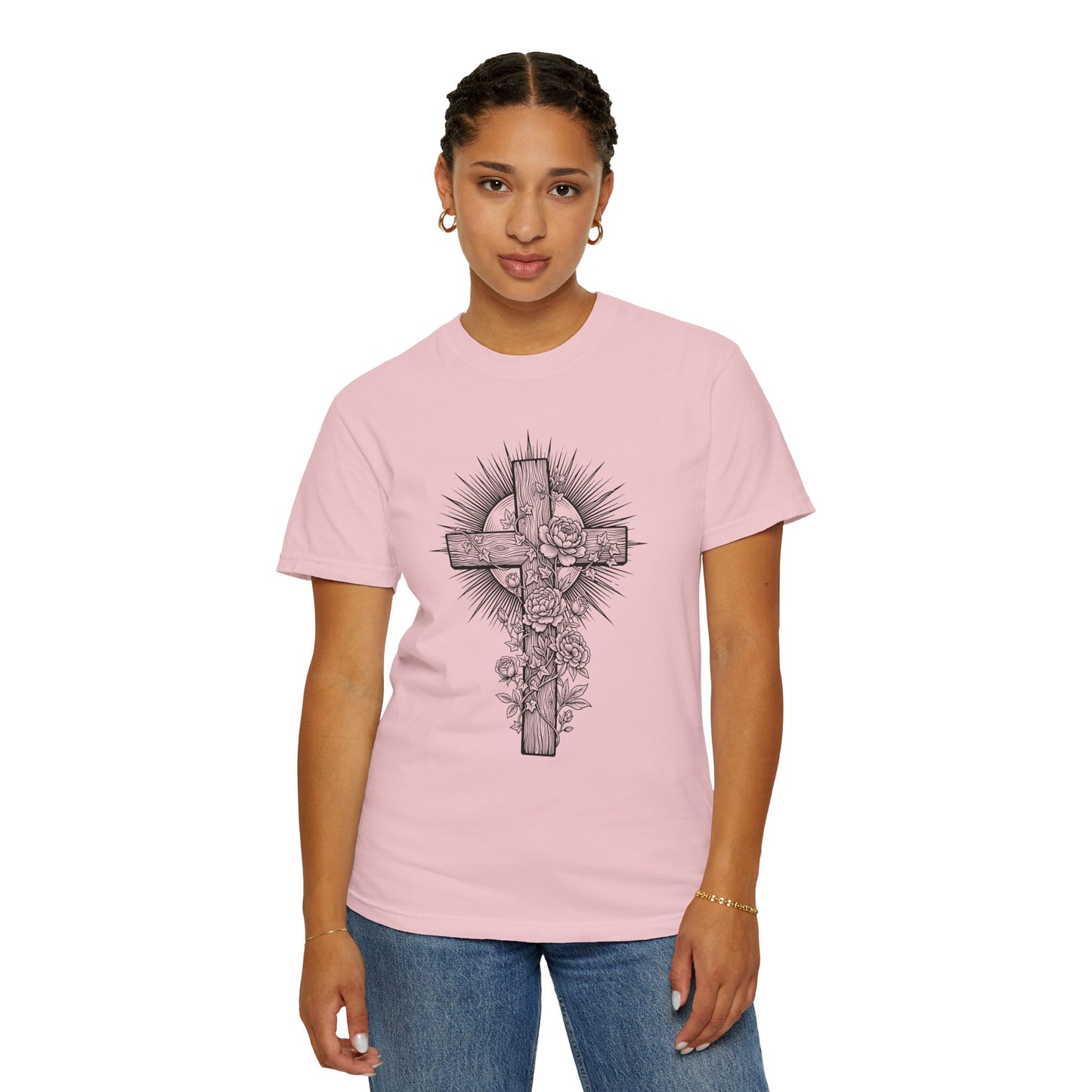 Christian Floral Cross Shirt, Boho Faith T-Shirt, Religious Botanical Tee, Wildflower Jesus Shirt, Easter Apparel, Christian Gifts