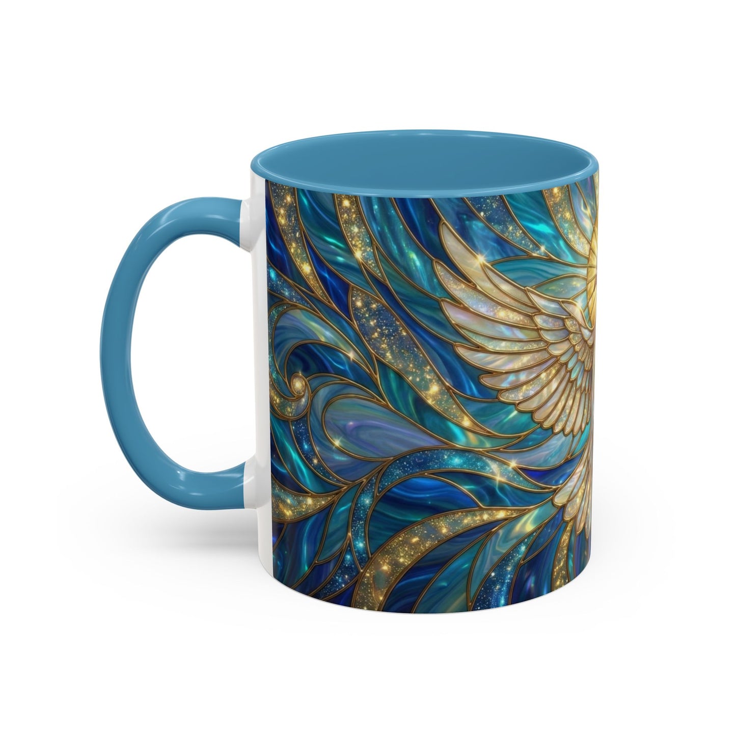 Stained Glass Dove Mug, Peace Dove Coffee Mug, Holy Spirit Dove Cup, Christian Gift Mug, Spiritual Art Mug, Faith Inspired Coffee Cup
