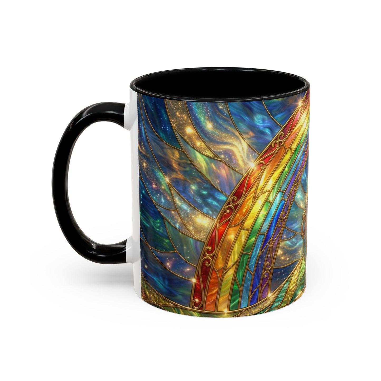 Stained Glass Pot of Gold Mug, Rainbow Coffee Cup, St Patricks Day Gift, Magical Fantasy Tea Mug, Celestial Drinkware, Lucky Irish Gift