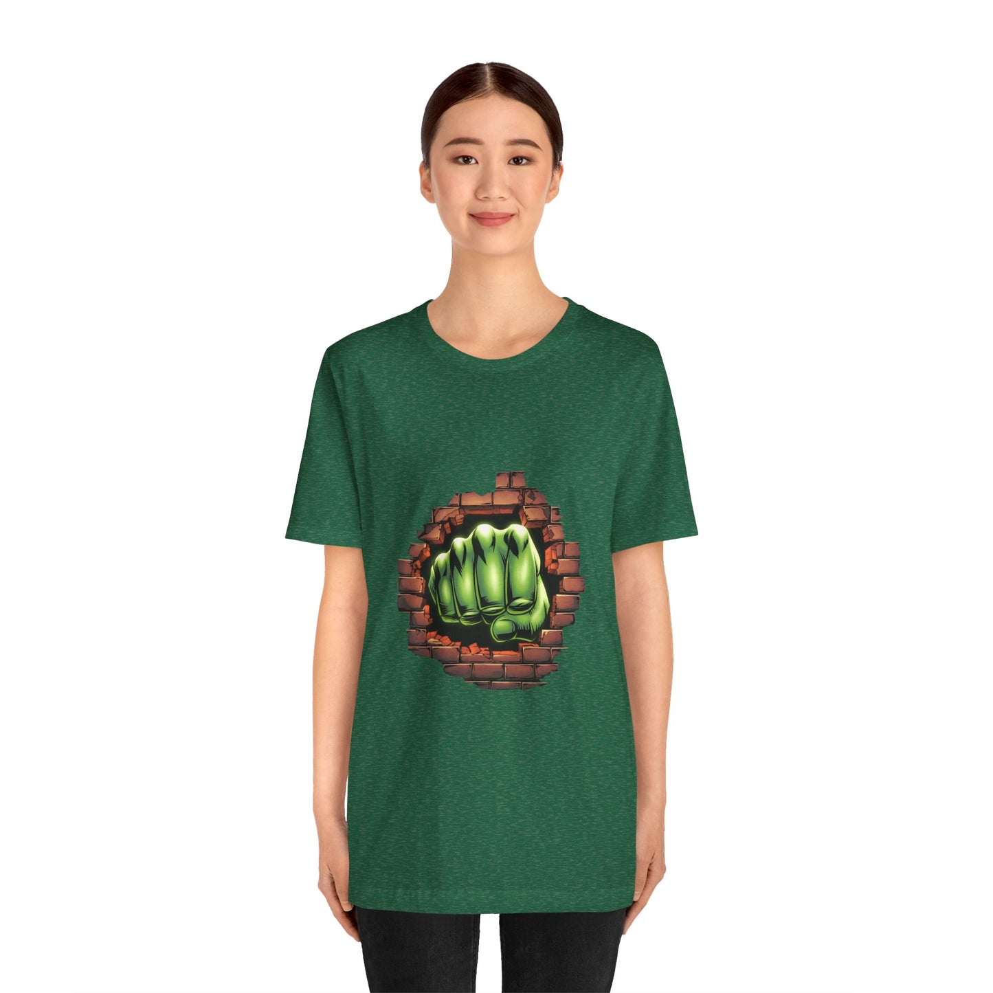 Green Hero Fist Graphic Tee – Superhero Shirt, Comic Pop Art, Gamer Gift, Y2K Dopamine Aesthetic, Funny Nerd Fashion, Unisex T‑shirt