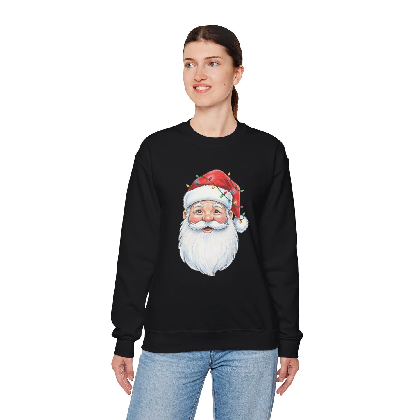 Santa Claus Christmas Sweatshirt, Vintage Santa Crewneck, Holiday Santa Face Sweater, Cute Christmas Lights Santa Shirt, Funny Xmas Sweatshirt