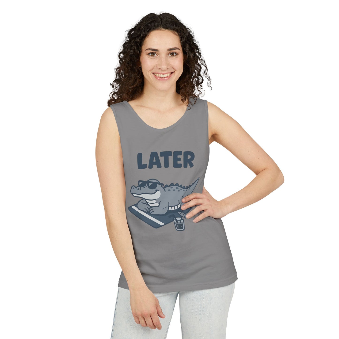 Funny Crocodile Tank Top - ‘Later Gator’ Cute Graphic Croc Tee, Summer Vest, Beach Gift, Sarcastic Animal Humor, Festival and Everyday Wear