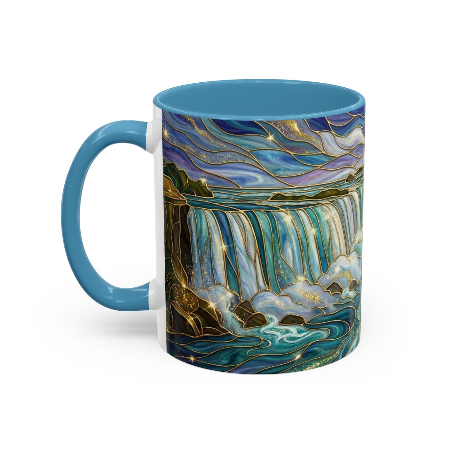 Faux Stained Glass Niagara Falls Mug, Waterfall Coffee Cup, Canada Souvenir Gift, Upstate New York Travel Memento, Nature Lover Tea Cup