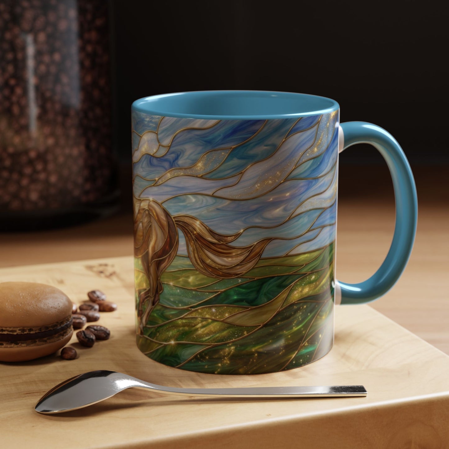 Stained Glass Horse Mug, Horse Coffee Mug, Running Horse Cup, Equestrian Gift Mug, Nature Art Mug, Horse Lover Gift