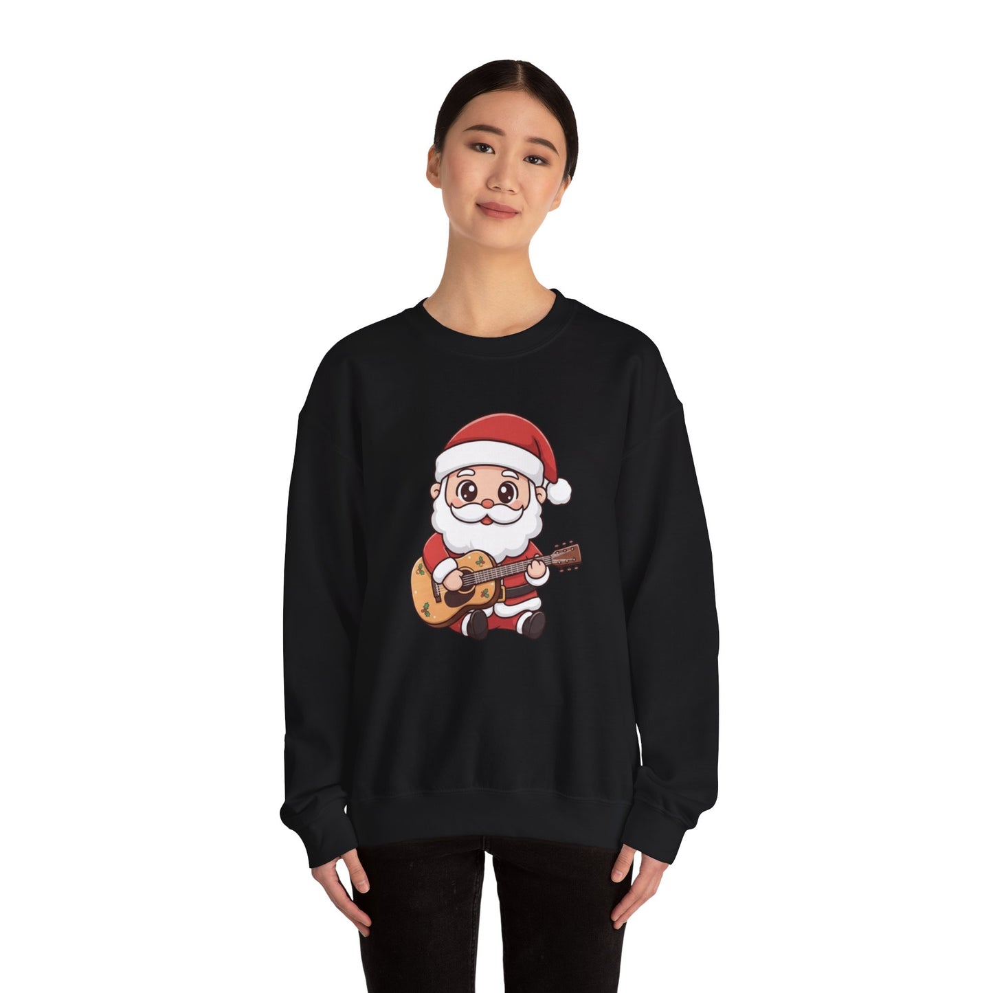 Cute Santa Guitar Sweatshirt | Christmas Music Lover Sweater | Holiday Crewneck | Funny Santa Musician Shirt | Cozy Xmas Gift for Him or Her
