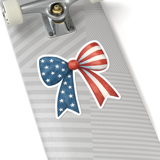 Patriotic Bow Sticker | 4th of July Sticker | American Flag Vinyl Decal | USA Stars Stripes Sticker | Laptop Water Bottle Car Decor