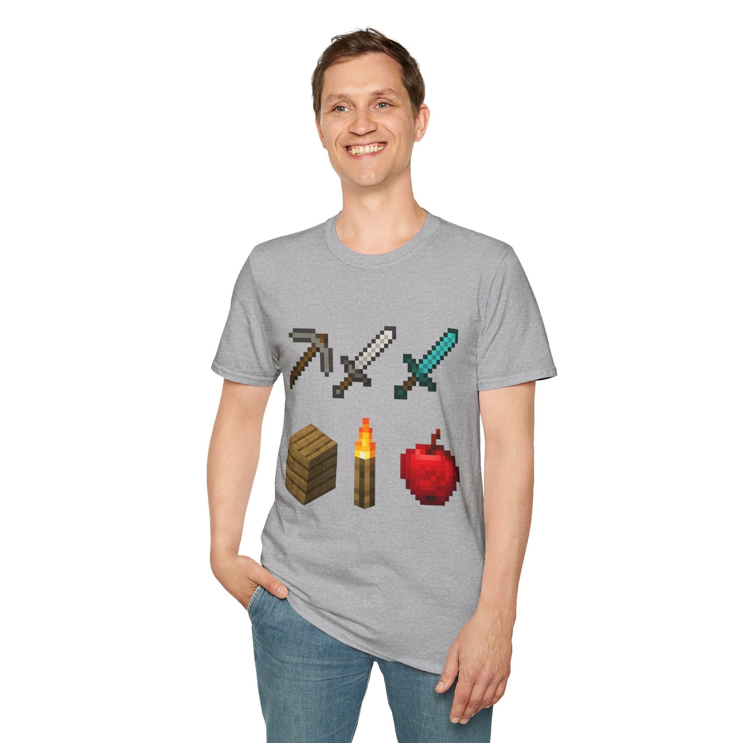 Pixel Tools & Items T-Shirt | Retro Pixel Art Gaming Tee, 8-Bit Gamer Shirt, Pixel Weapons & Supplies Top, Video Game Lover Gift Unisex