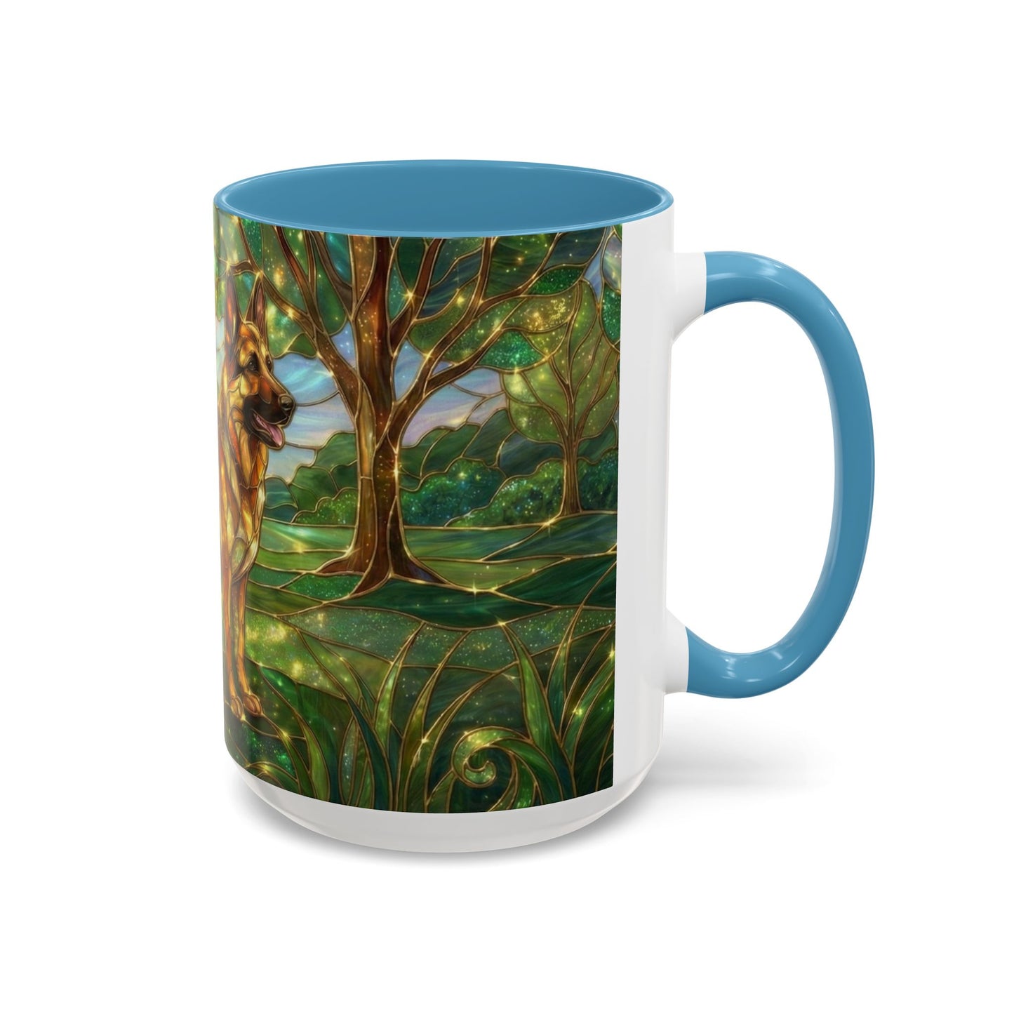 German Shepherd Mug, Stained Glass Dog Coffee Mug, German Shepherd Art Cup, Dog Lover Gift, Pet Memorial Mug, Colorful Dog Mug