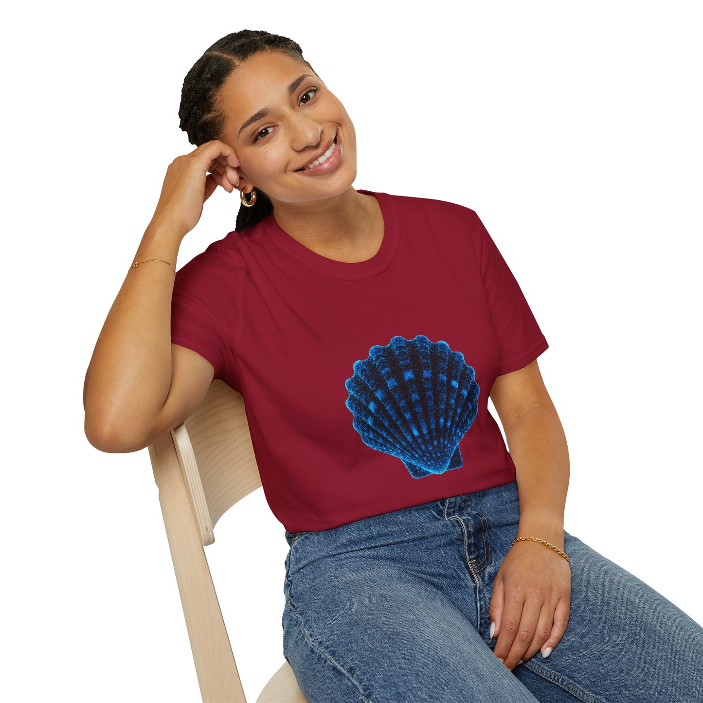 Geometric Digital Shell T‑Shirt • Nature Inspired Graphic Tee • Cottagecore, Y2K Nostalgia, Bold Minimalist Women & Men Gift