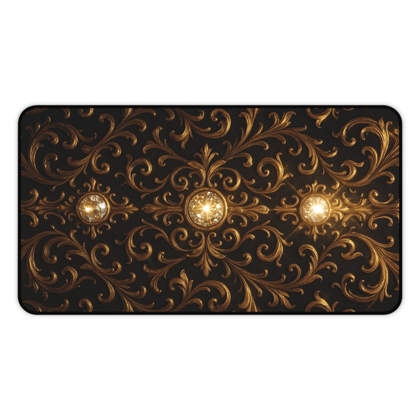 Baroque Desk Mat – Gothic Gold Extended Mouse Pad, Luxury Black Scroll Office Decor, Large Gaming Mat, Elegant Workspace Gift