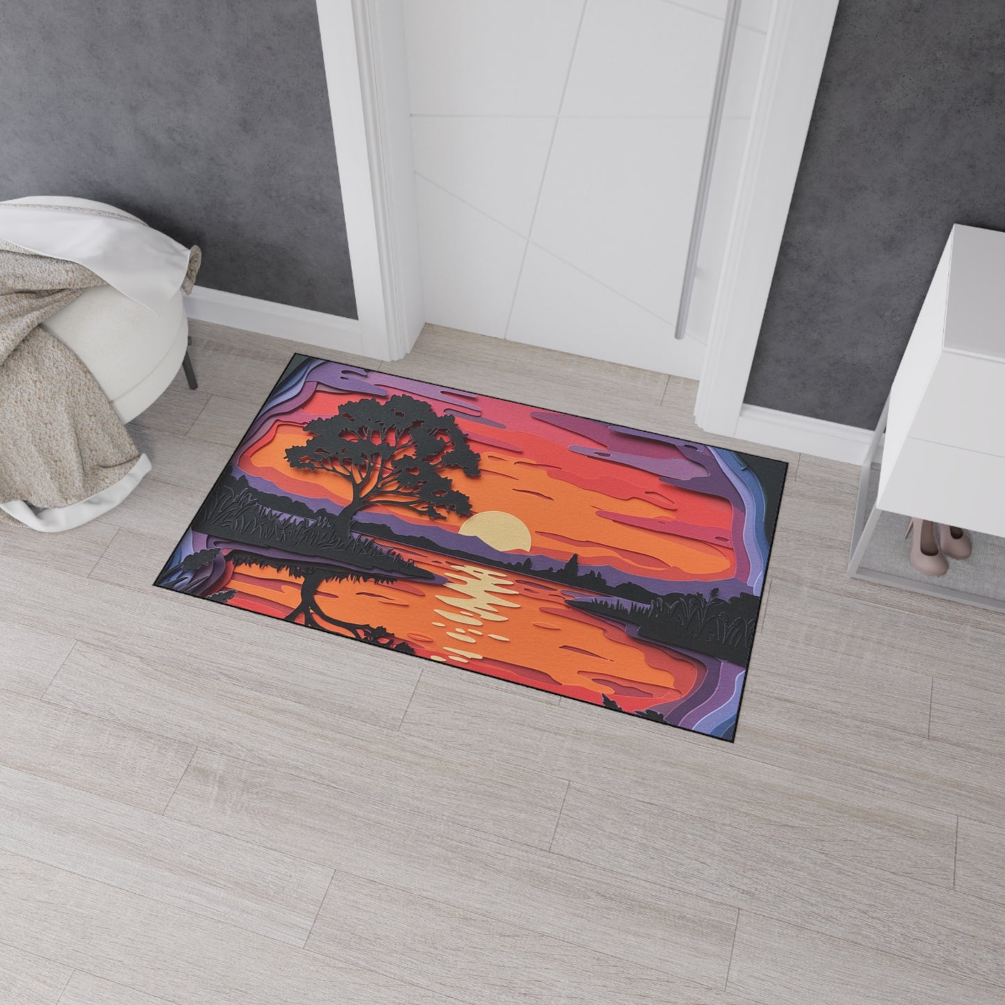 Floor Mat - Paper Art Sunset design