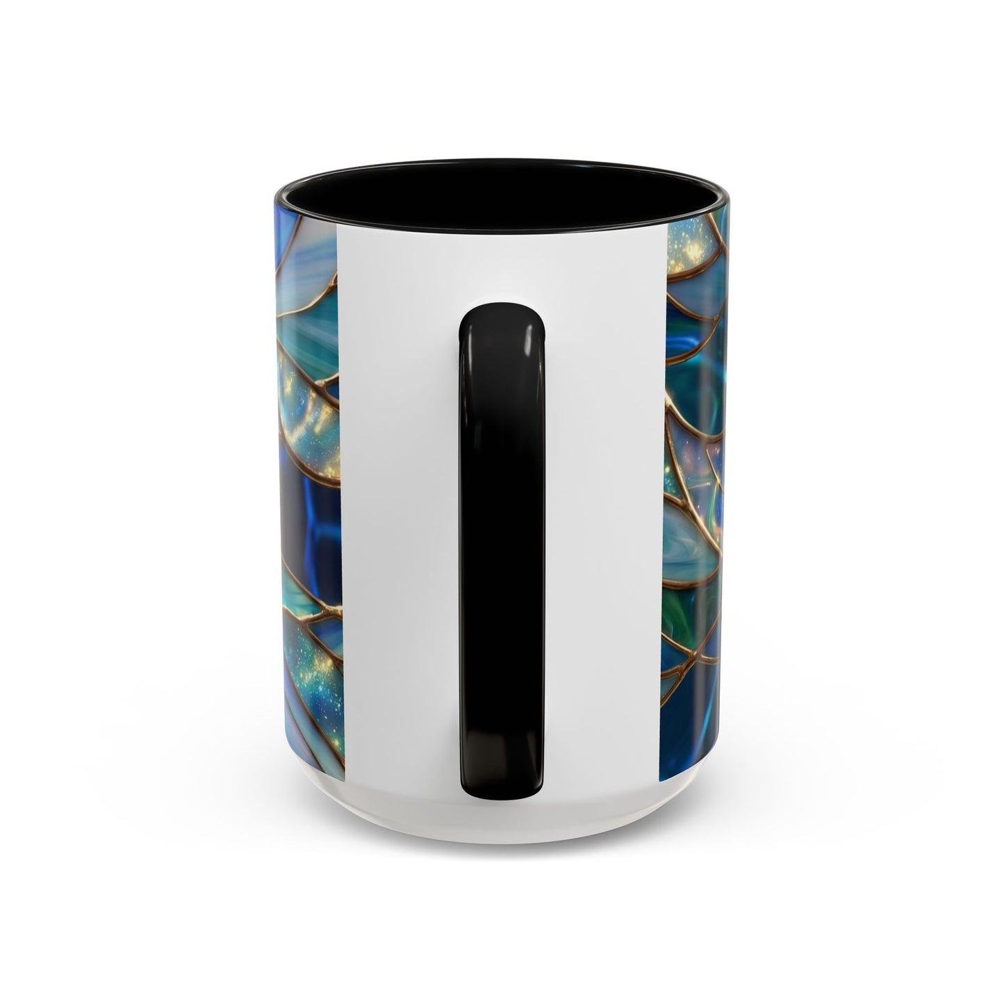 Stained Glass Jellyfish Mug, Ocean Art Coffee Cup, Nautical Sea Life Mug, Blue Teal Gold Glass Style Mug, Gift For Ocean Lovers Decor