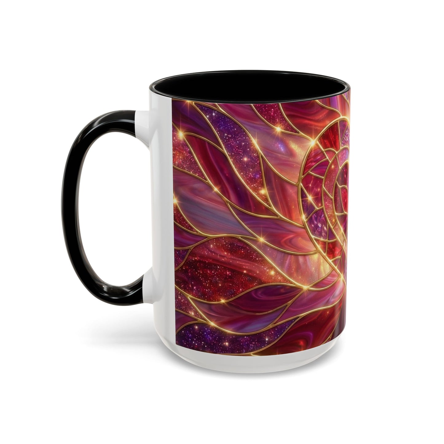 Stained Glass Heart Mug, Valentine Coffee Mug, Romantic Love Mug, Pink Red Ceramic Cup, Gift For Her, Anniversary Gift Mug
