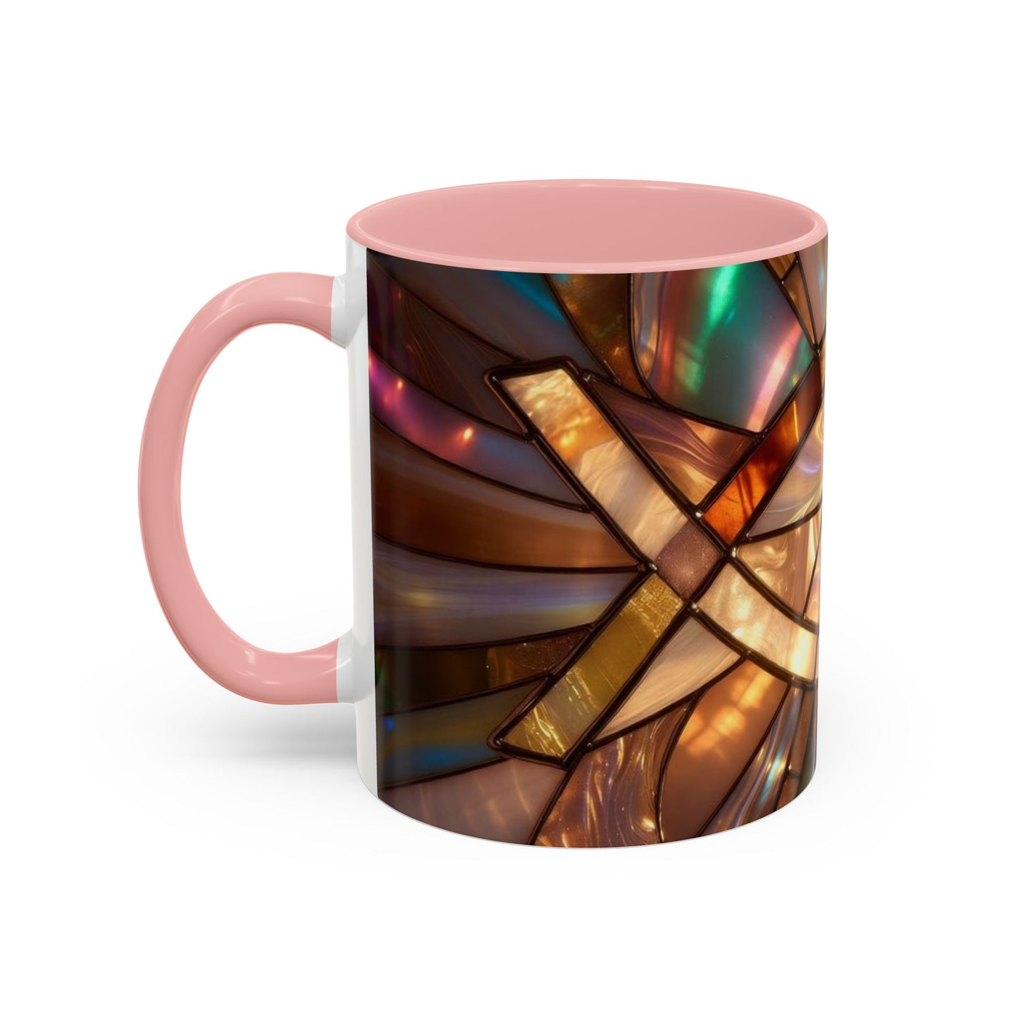 Stained Glass Ichthys Mug, Jesus Fish Christian Coffee Cup, Religious Art Mug, Faith Gift For Women, Inspirational Stained Glass Christian Symbol Design