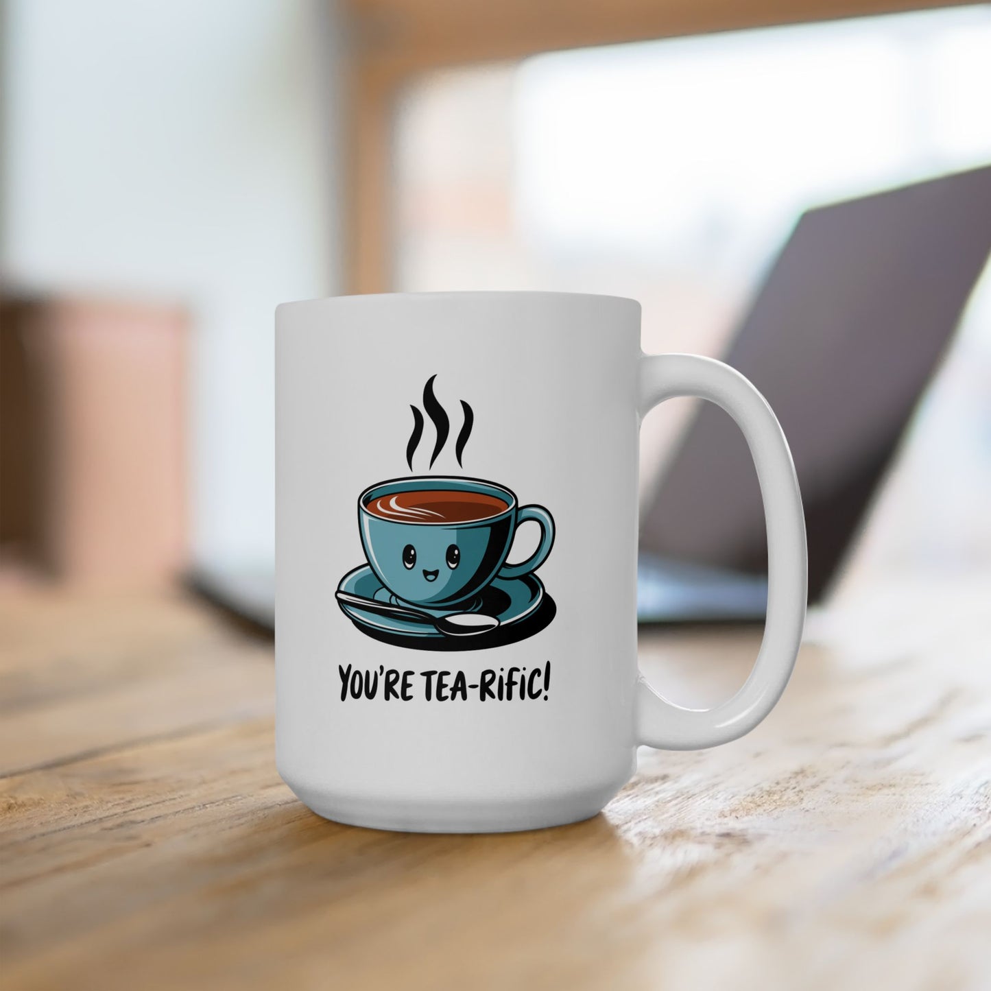 “You’re Tea-rific!” Tea Pun Mug | Cute Kawaii Tea Cup Mug | Funny Tea Lover Gift | Positive Vibes Ceramic Mug | Tea Time Kitchenware