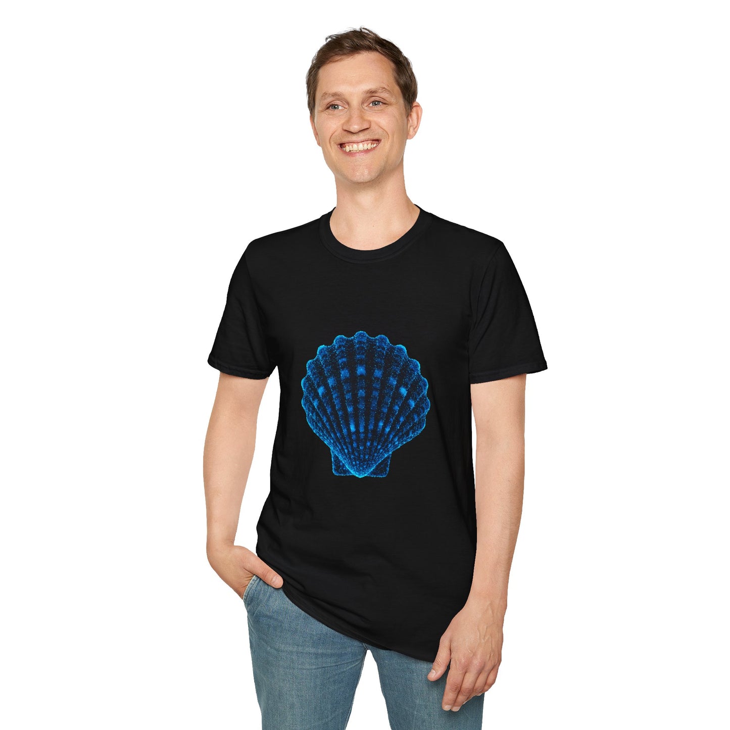 Geometric Digital Shell T‑Shirt • Nature Inspired Graphic Tee • Cottagecore, Y2K Nostalgia, Bold Minimalist Women & Men Gift