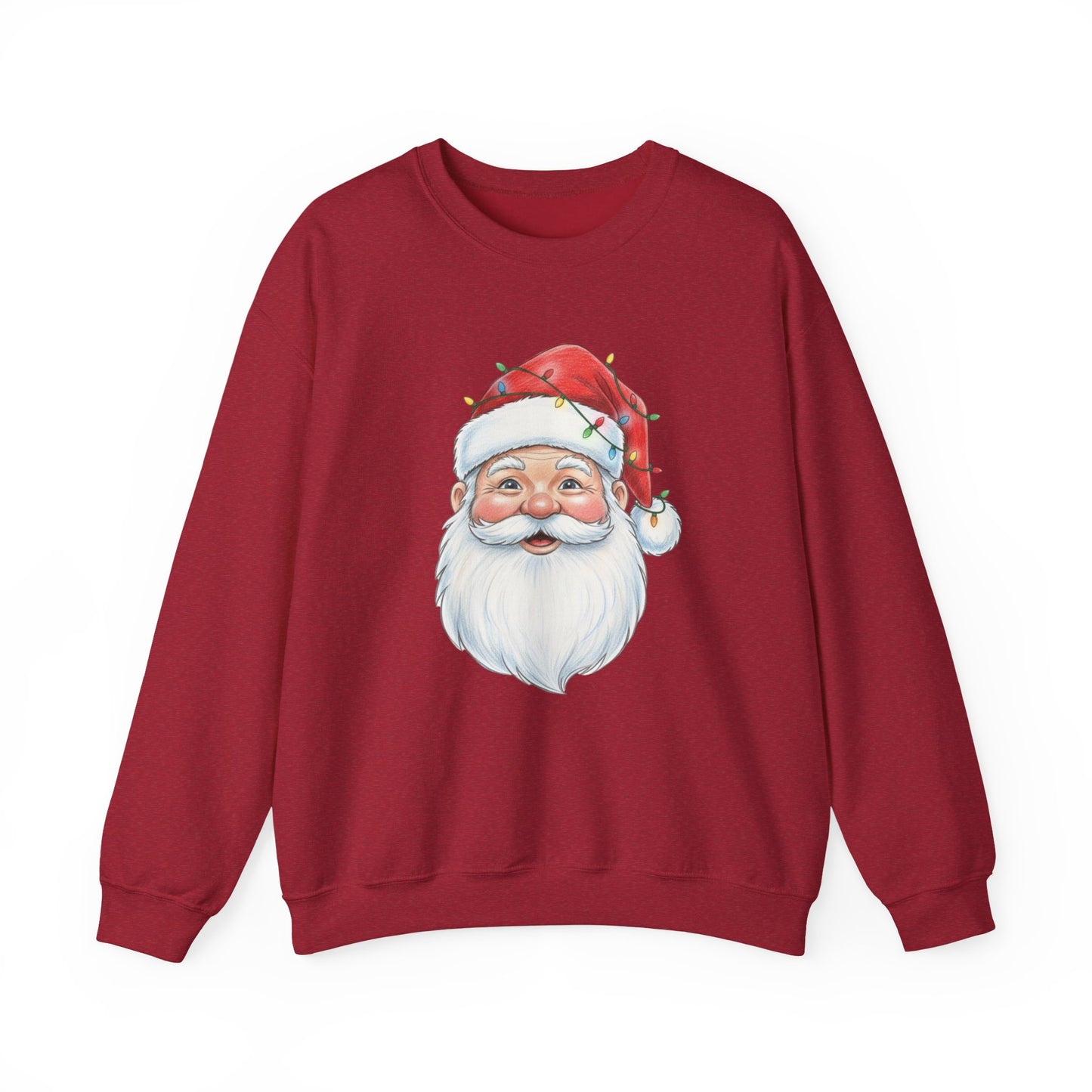 Santa Claus Christmas Sweatshirt, Vintage Santa Crewneck, Holiday Santa Face Sweater, Cute Christmas Lights Santa Shirt, Funny Xmas Sweatshirt