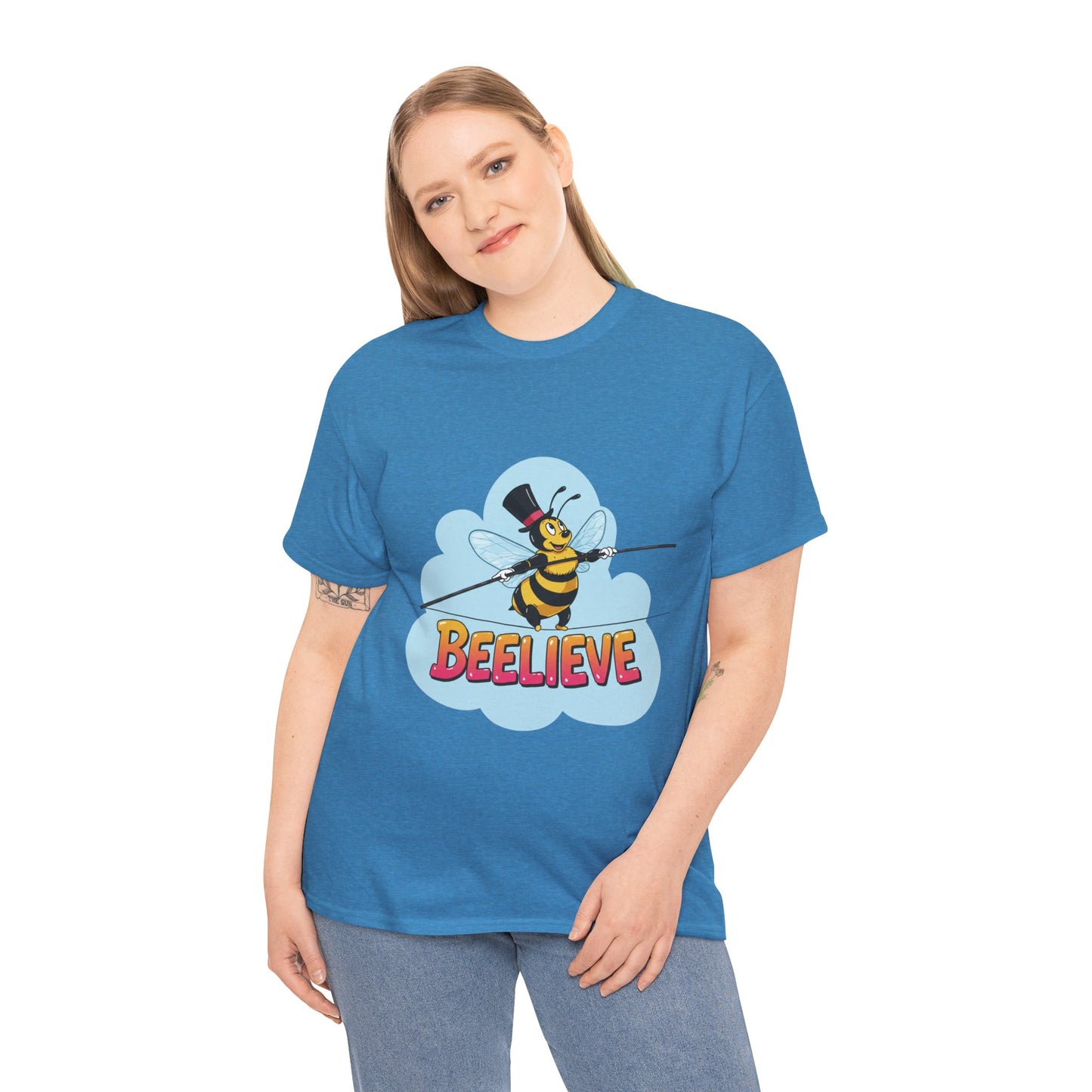 “Beelieve” Bee Pun T‑Shirt | Cute Bee Graphic Tee | Inspirational Pun Shirt | Funny Nature Lover Gift | Bee Belief Positive Vibes Tee