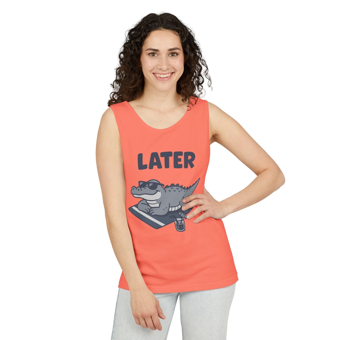 Funny Crocodile Tank Top - ‘Later Gator’ Cute Graphic Croc Tee, Summer Vest, Beach Gift, Sarcastic Animal Humor, Festival and Everyday Wear