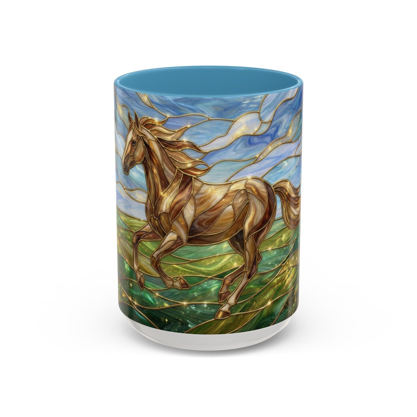 Stained Glass Horse Mug, Horse Coffee Mug, Running Horse Cup, Equestrian Gift Mug, Nature Art Mug, Horse Lover Gift