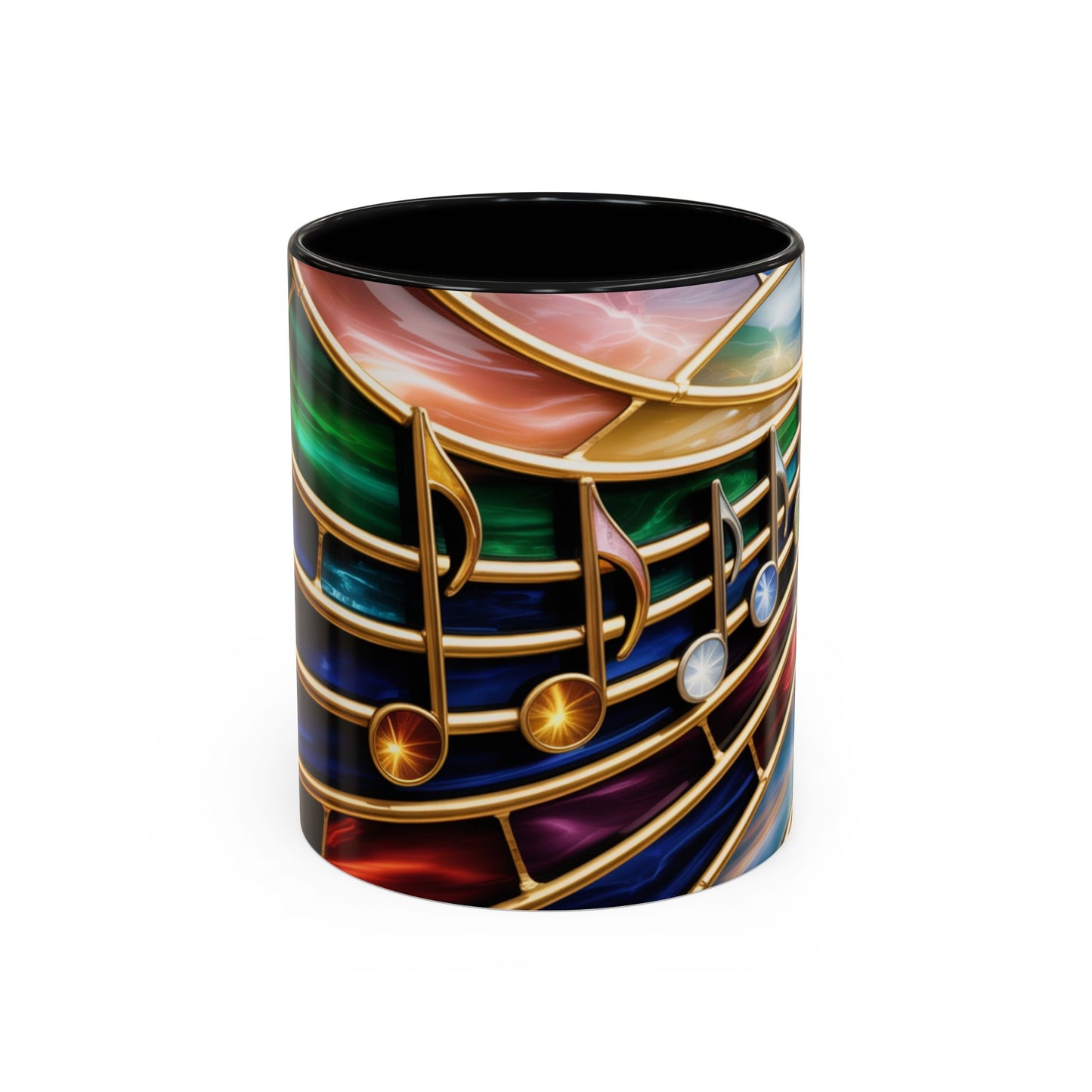 Stained Glass Music Mug, Musical Notes Coffee Cup, Colorful Treble Clef Mug, Musician Gift Idea, Music Lover Cup, Art Mug for Singers