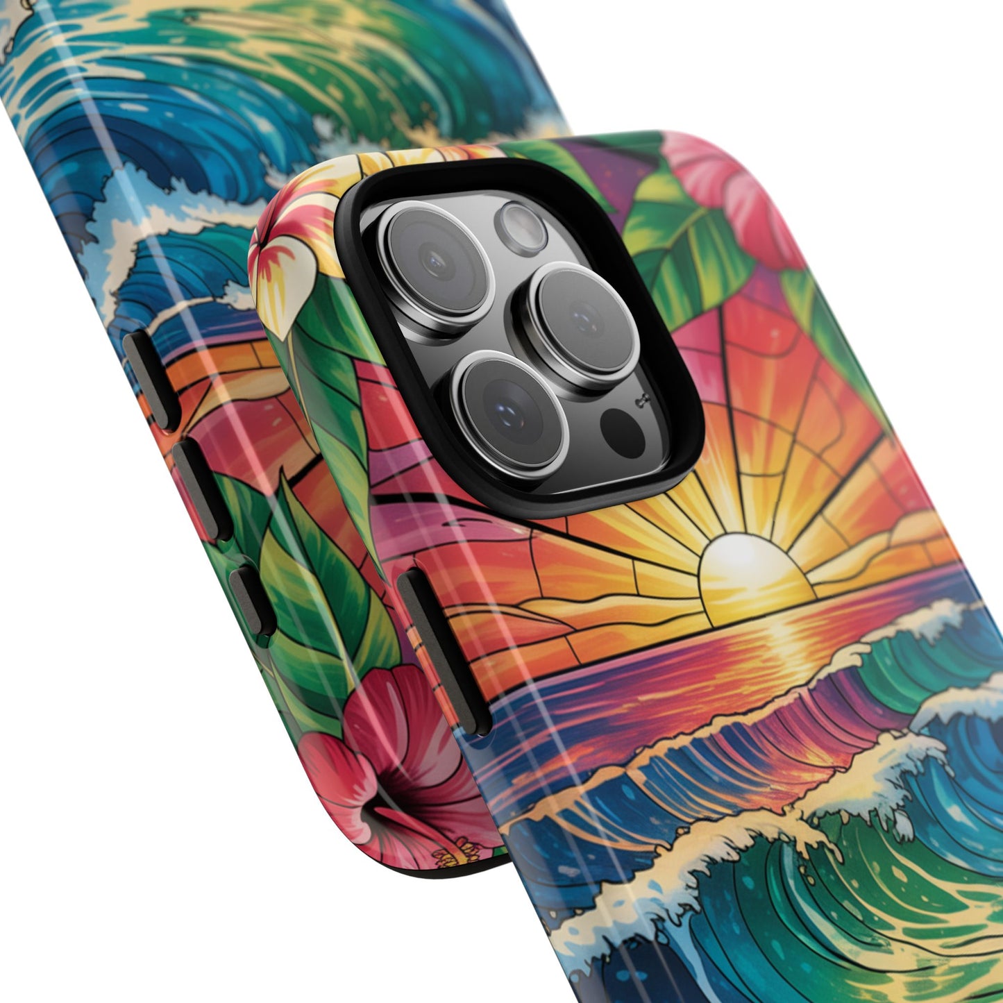 Ohana iPhone Case Tropical Hawaiian Sunset Phone Cover Wave Floral Beach Art Cute Gift for iPhone Lovers
