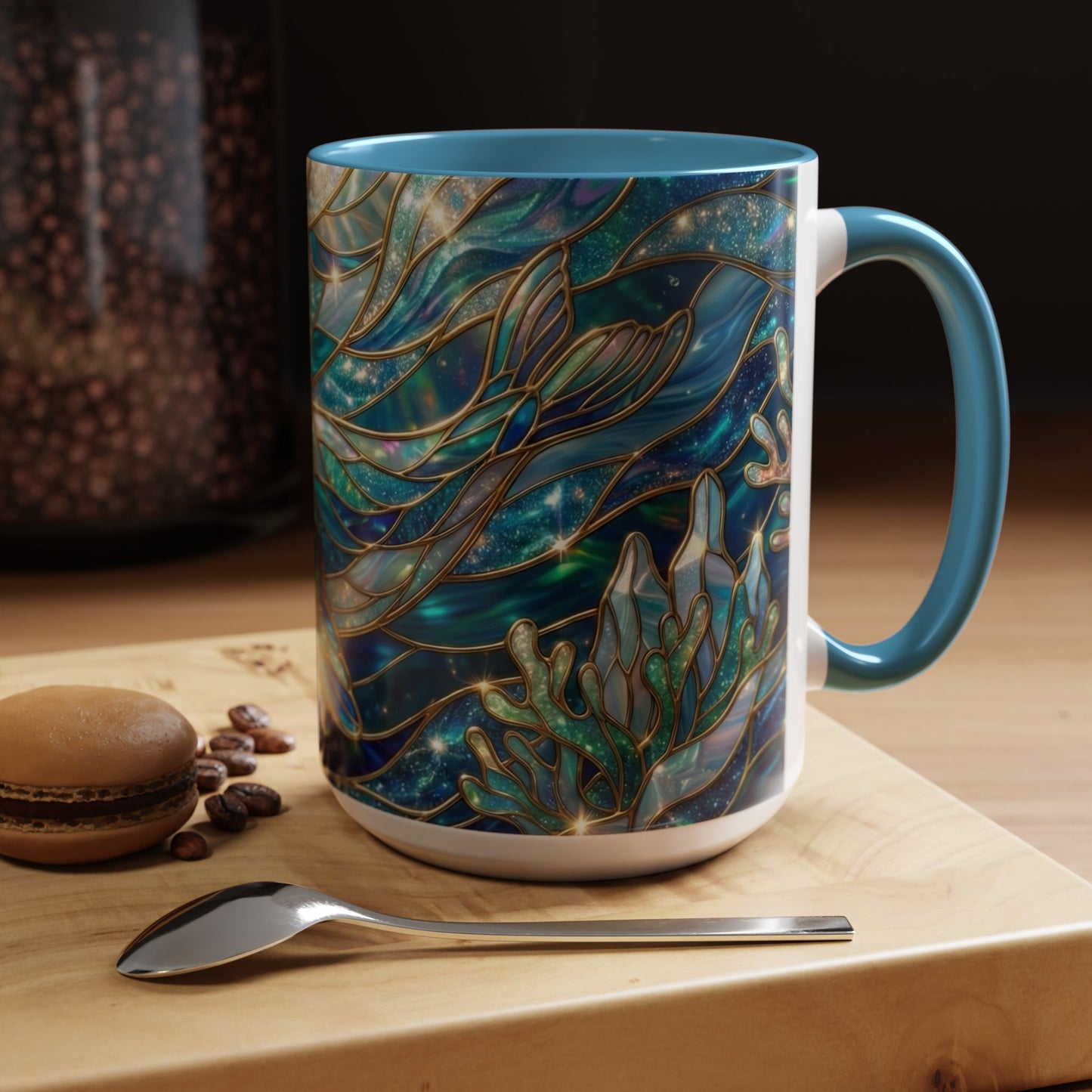 Seal Coffee Mug, Stained Glass Seal Mug, Cute Ocean Animal Art Mug, Marine Life Gift, Unique Ceramic Coffee Cup, 11oz 15oz Wildlife Mug